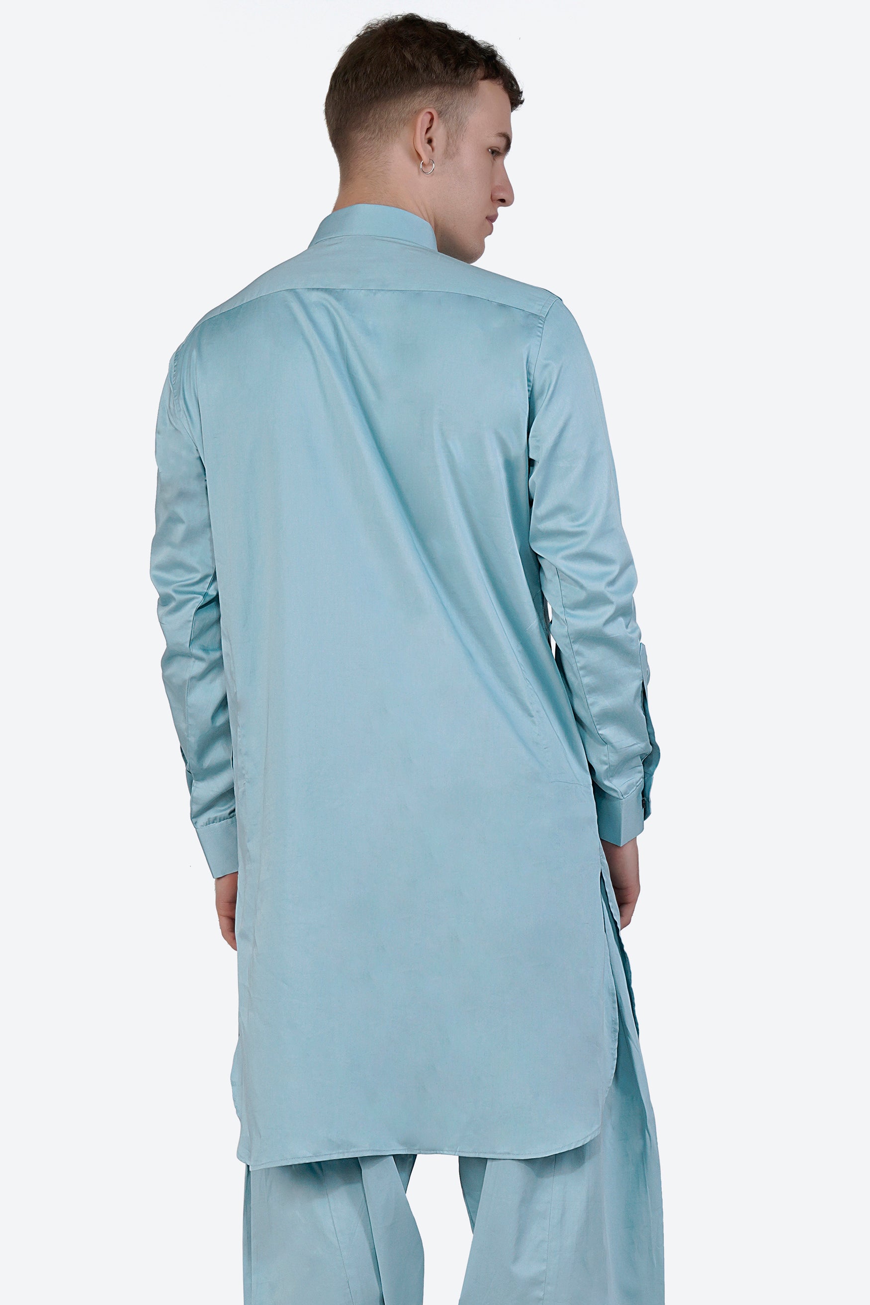 Glacier Blue Subtle Sheen Super Soft Premium Cotton Pathani