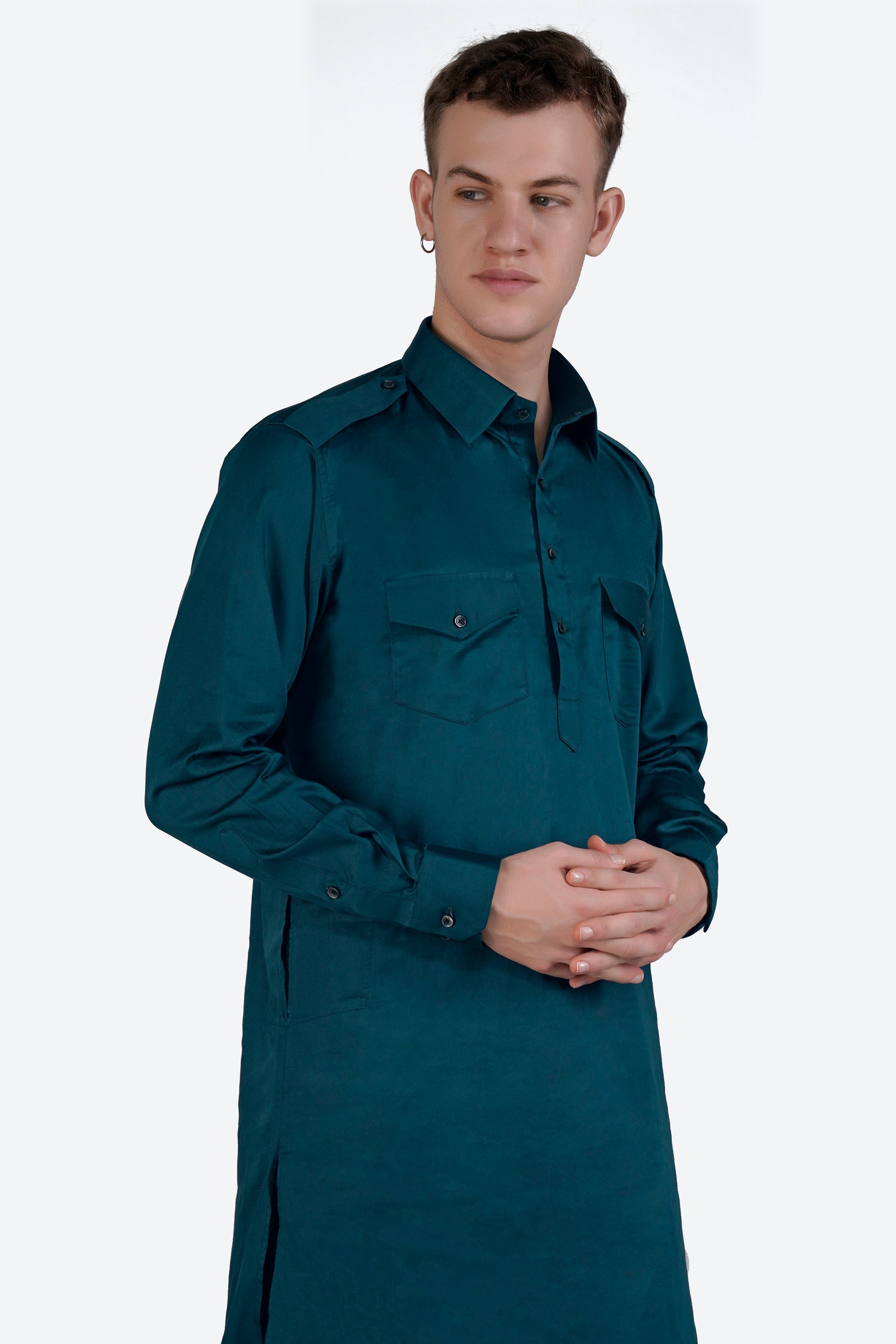 Nile Blue Subtle Sheen Super Soft Premium Cotton Pathani