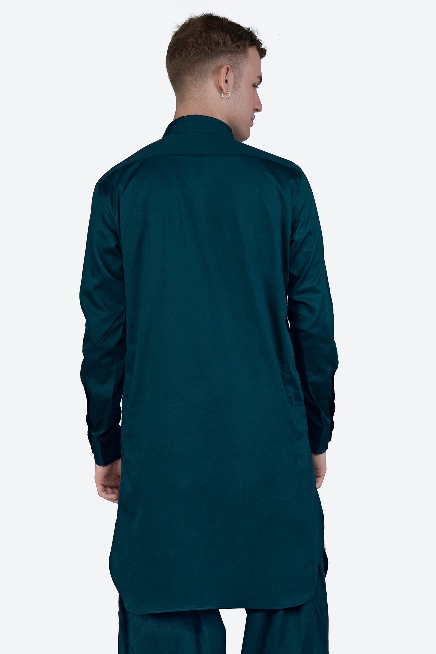 Nile Blue Subtle Sheen Super Soft Premium Cotton Pathani