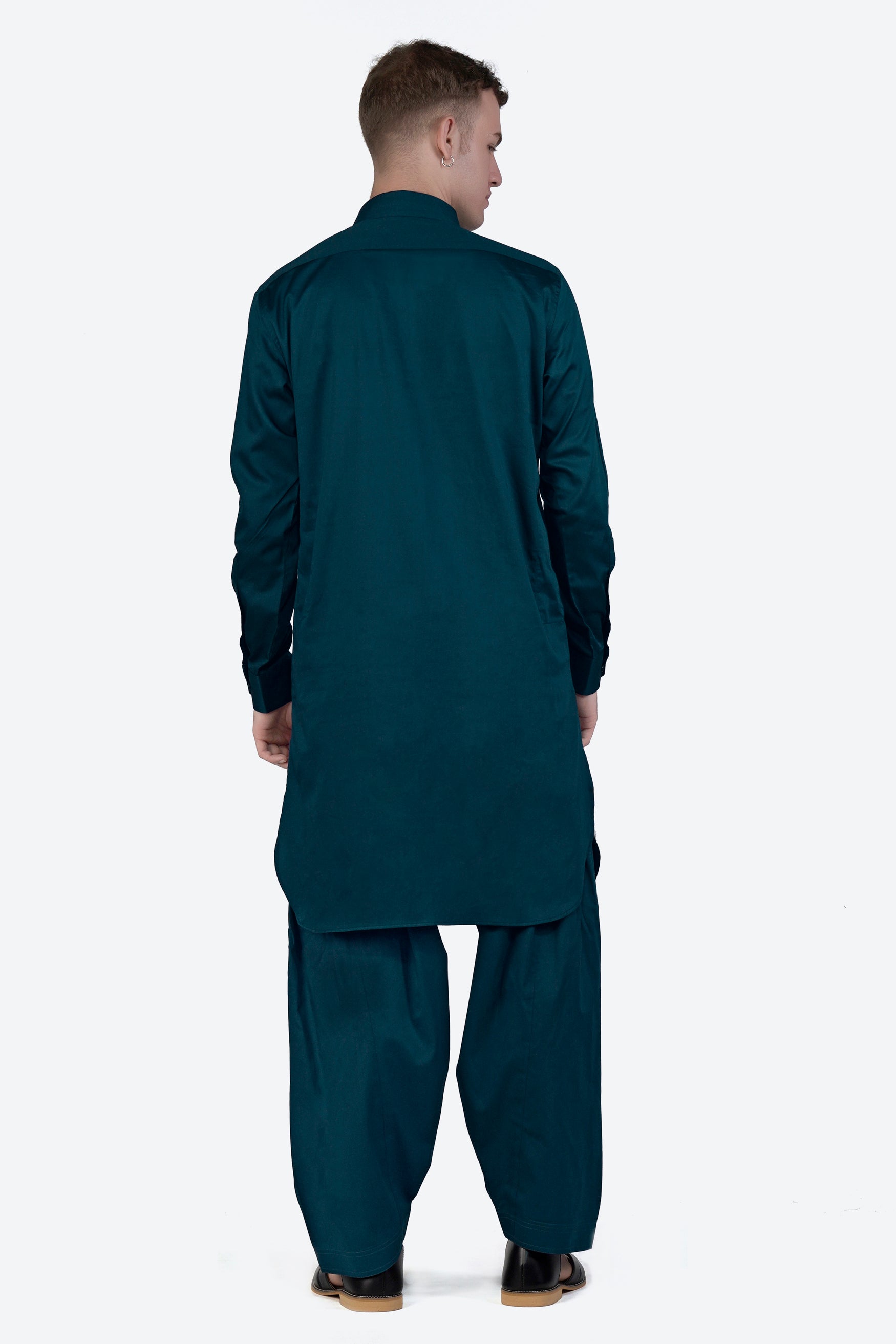 Nile Blue Subtle Sheen Super Soft Premium Cotton Pathani