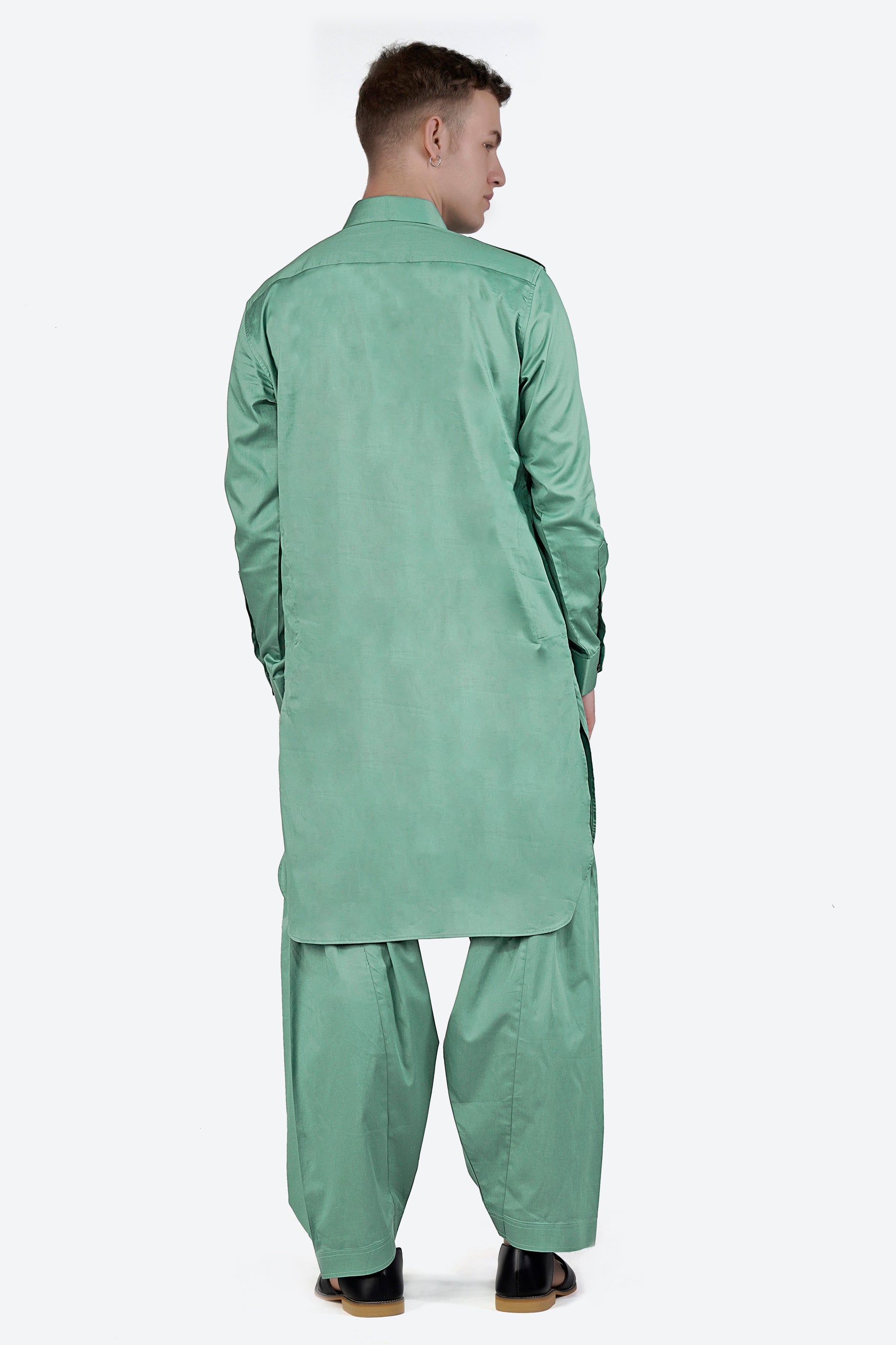 Patina Green Subtle Sheen Super Soft Premium Cotton Pathani