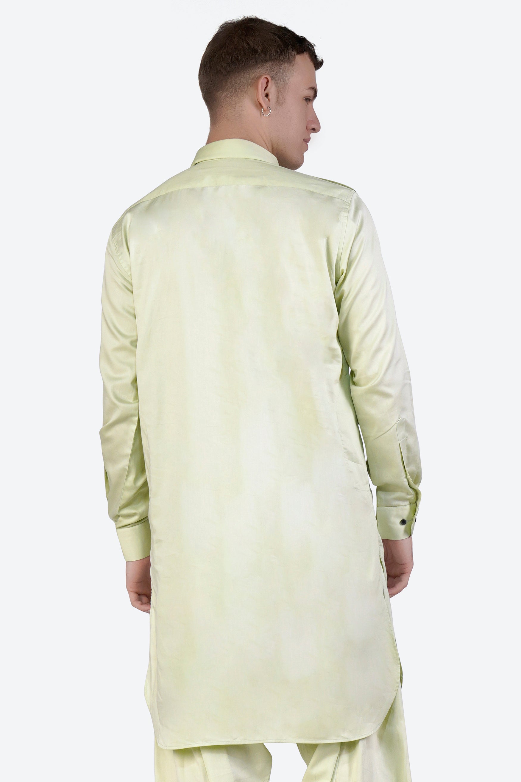 Bone Green Subtle Sheen Super Soft Premium Cotton Pathani Kurta