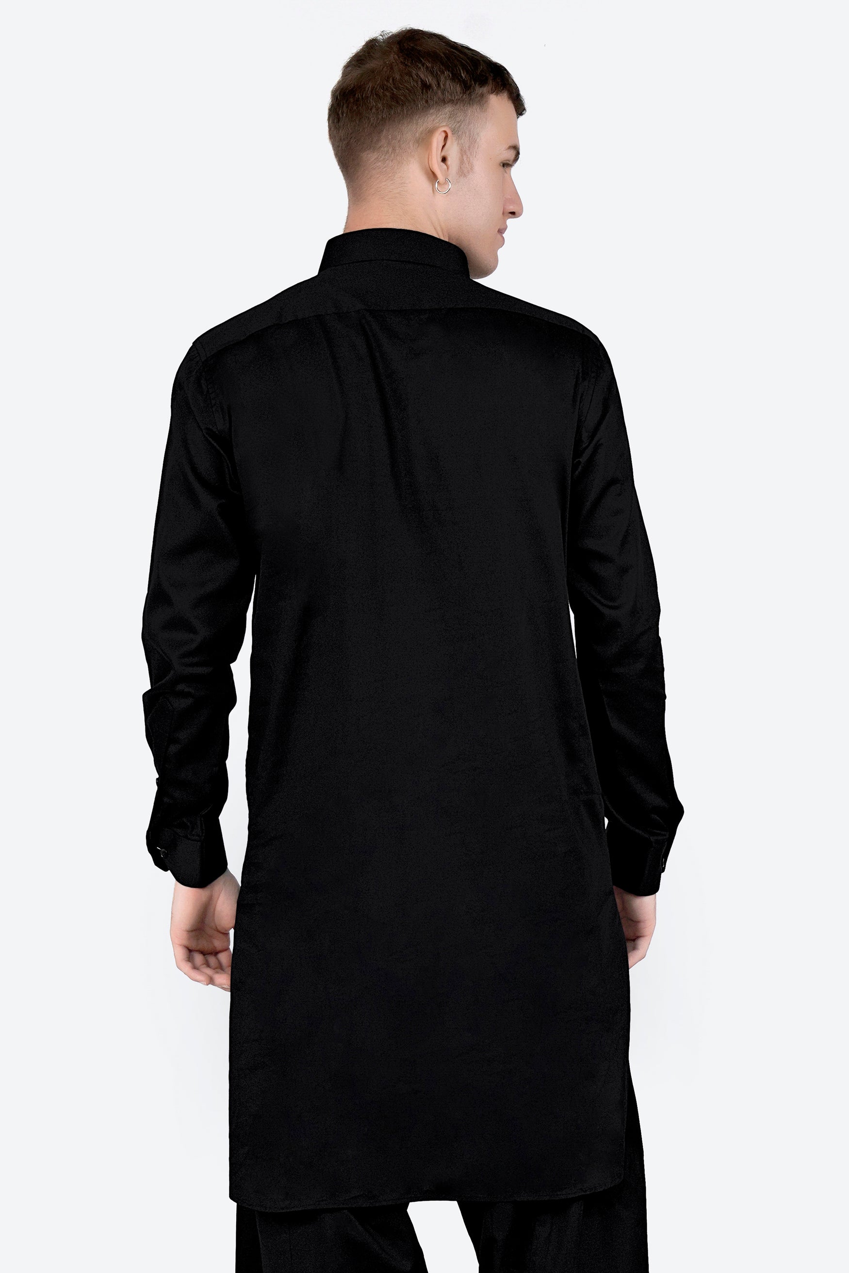 Jade Black Subtle Sheen Super Soft Premium Cotton Pathani