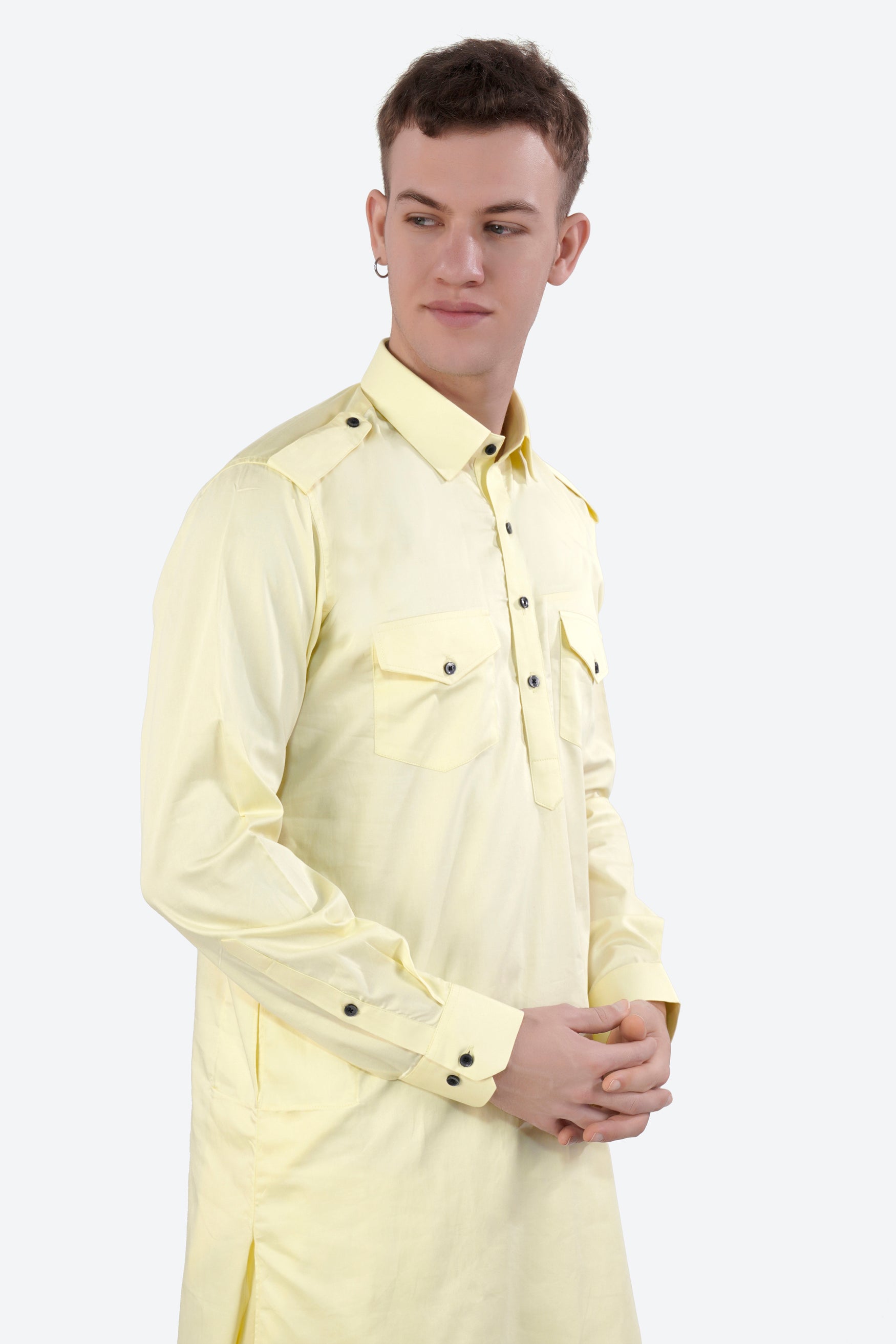 Oasis Yellow Subtle Sheen Super Soft Premium Cotton Pathani