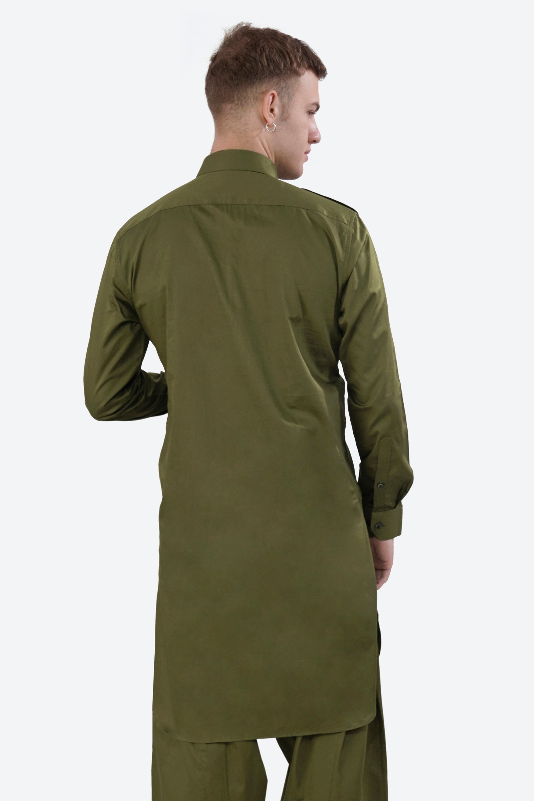 Fuscous Green Subtle Sheen Super Soft Premium Cotton Pathani