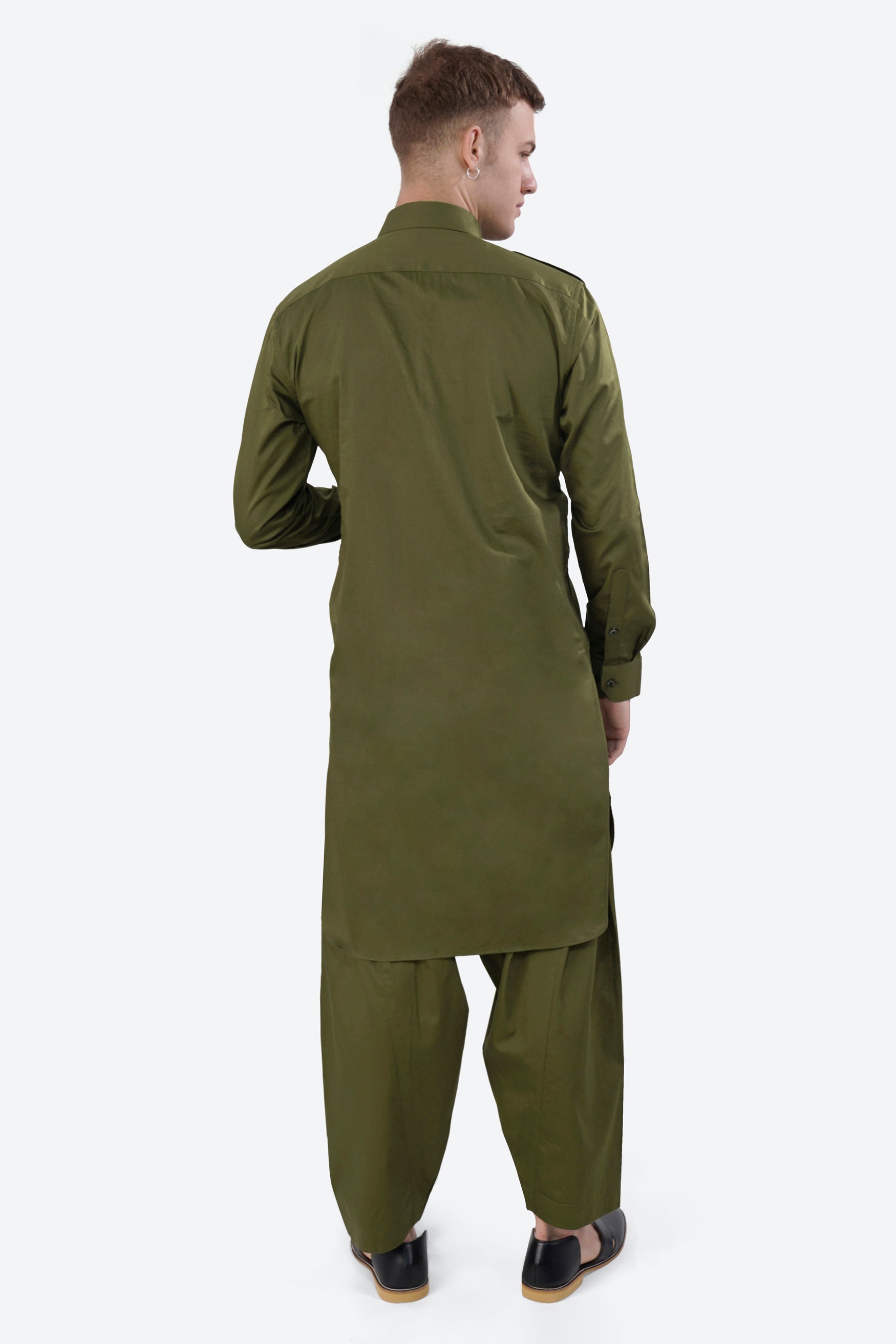 Fuscous Green Subtle Sheen Super Soft Premium Cotton Pathani