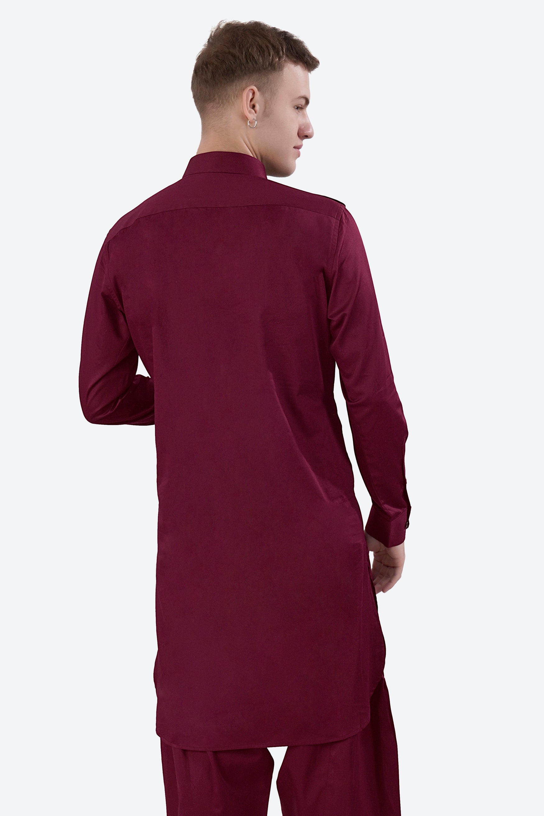 Crater Maroon Subtle Sheen Super Soft Premium Cotton Pathani