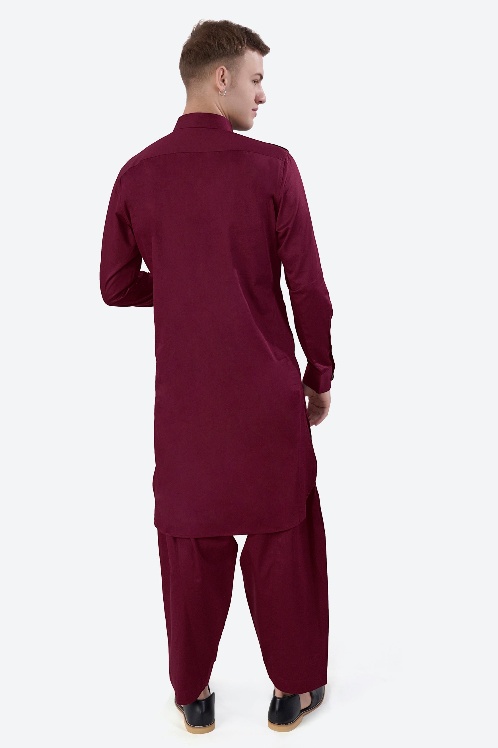 Crater Maroon Subtle Sheen Super Soft Premium Cotton Pathani