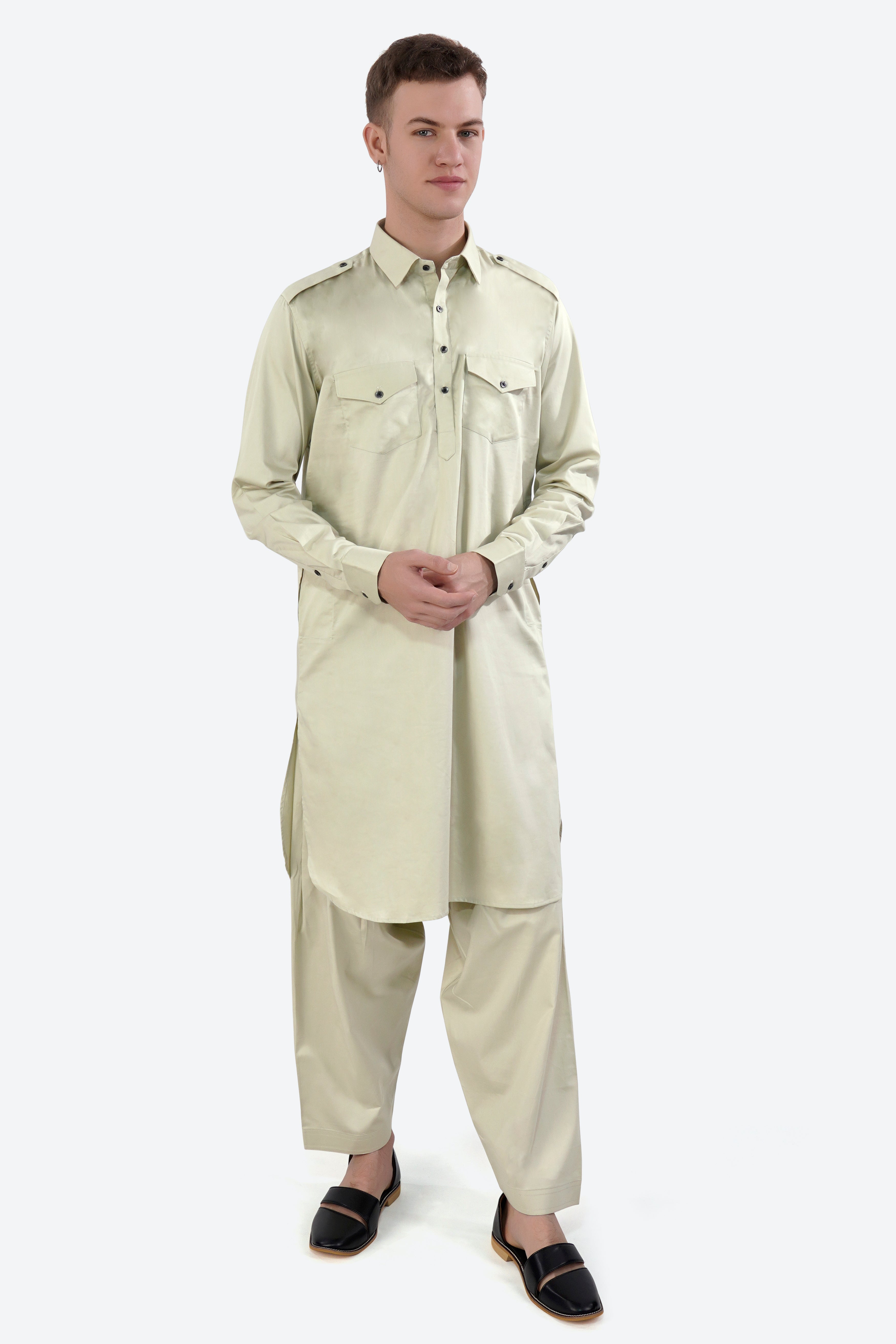 Thistle Cream Subtle Sheen Super Soft Premium Cotton Dhoti