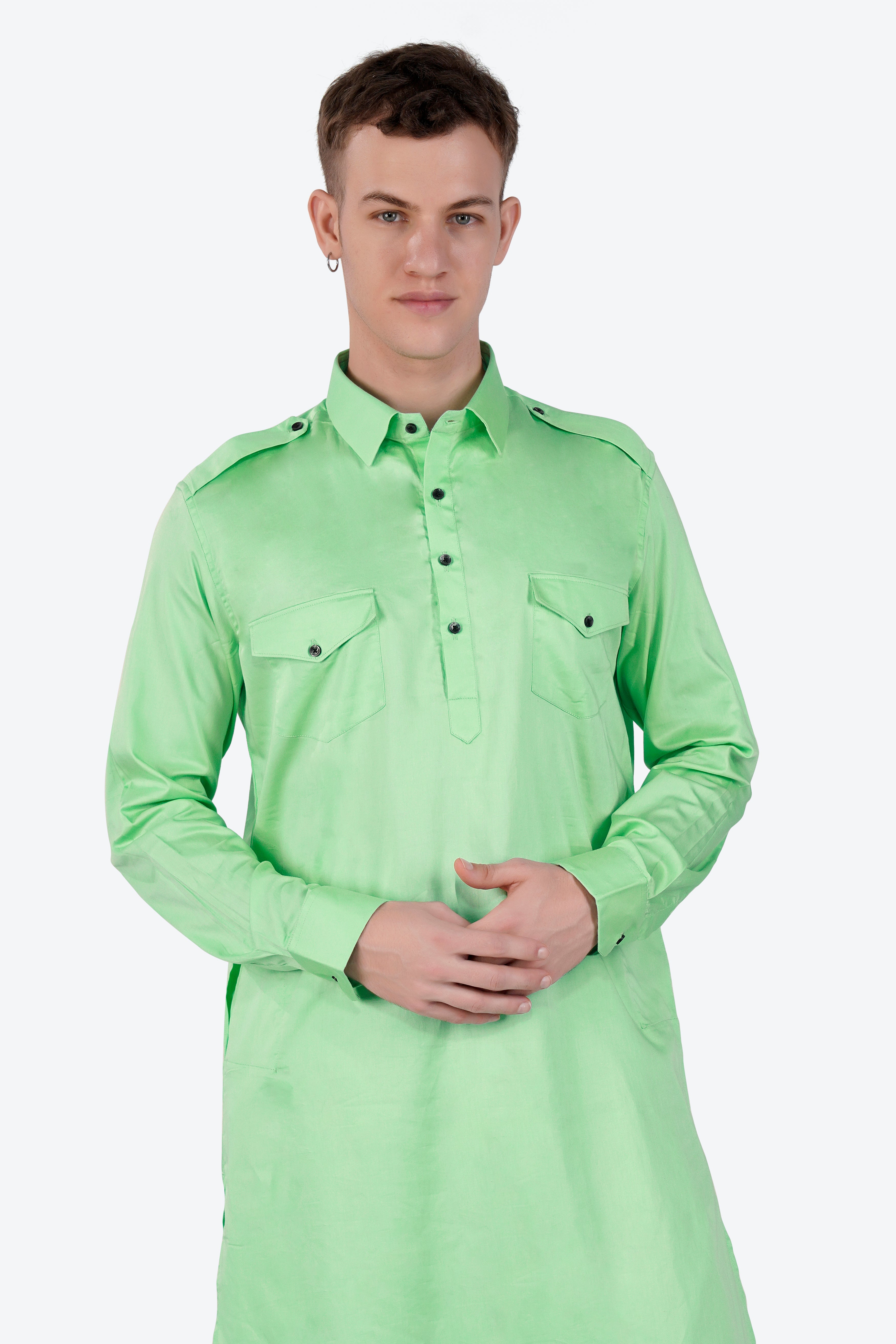 Celadon Green Subtle Sheen Super Soft Premium Cotton Pathani Set