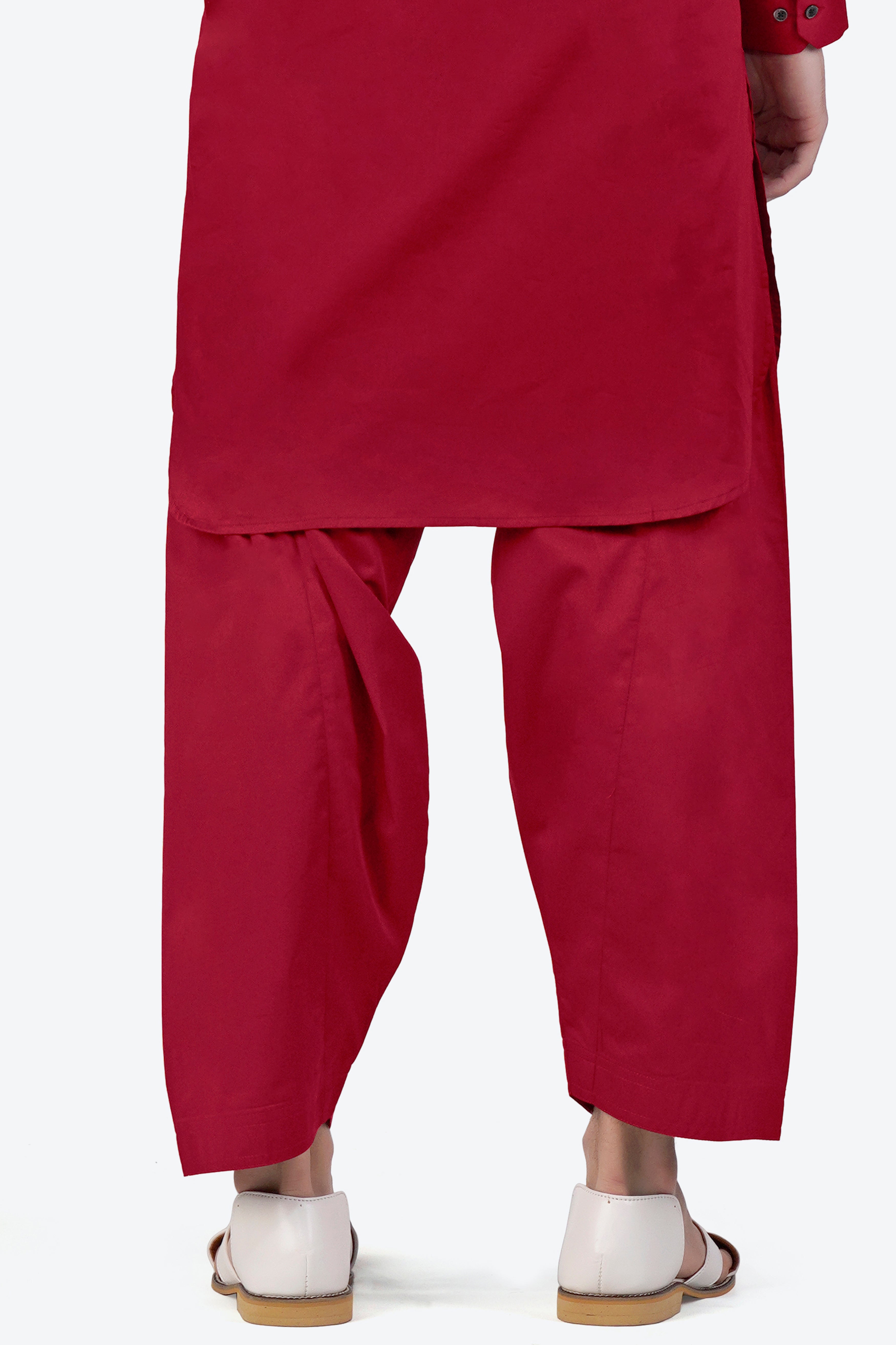 Vivid Auburn Red Dhoti F-6345