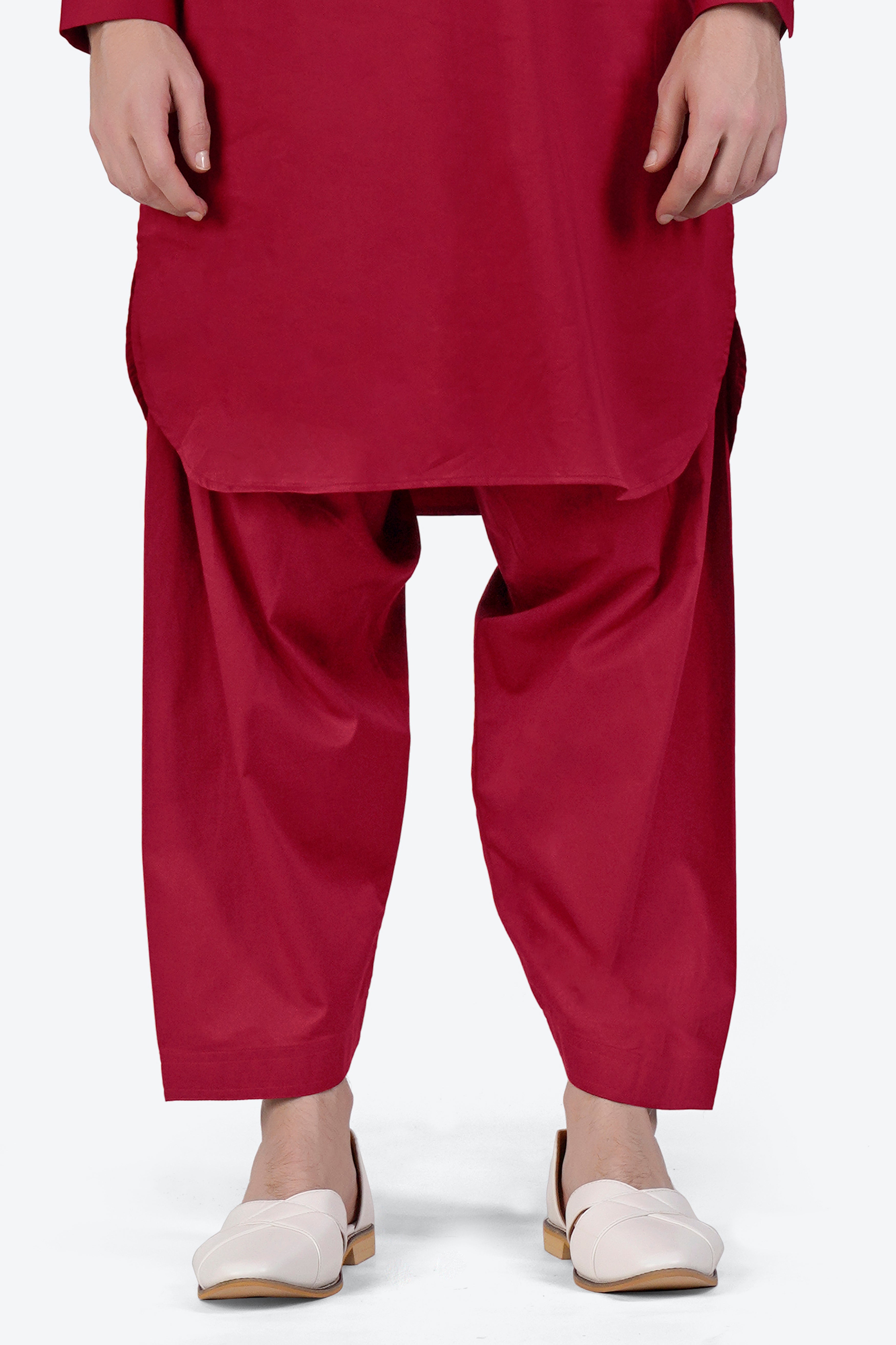 Vivid Auburn Red Dhoti F-6345