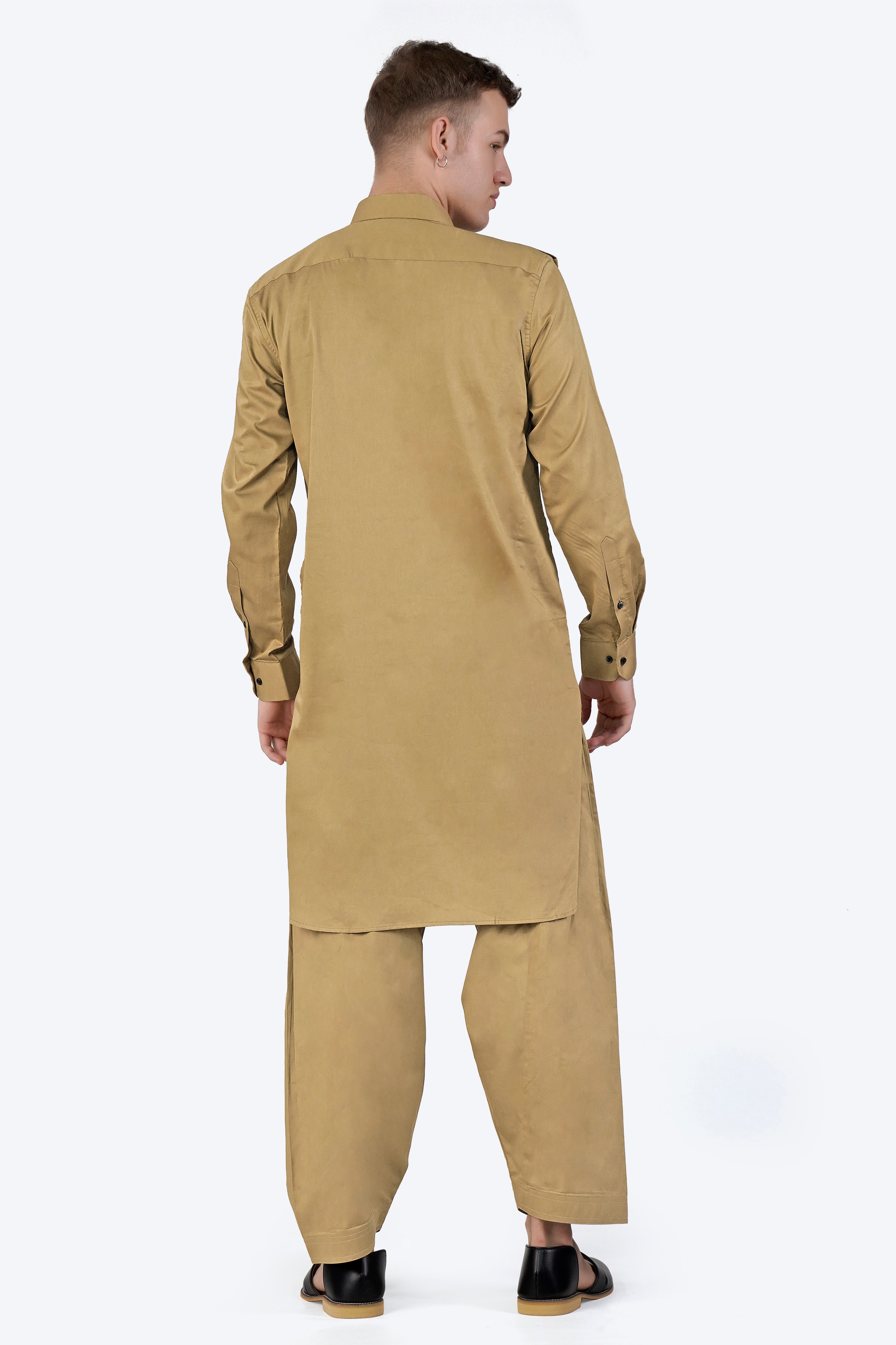 Teak Brown Subtle Sheen Super Soft Premium Cotton Pathani Set