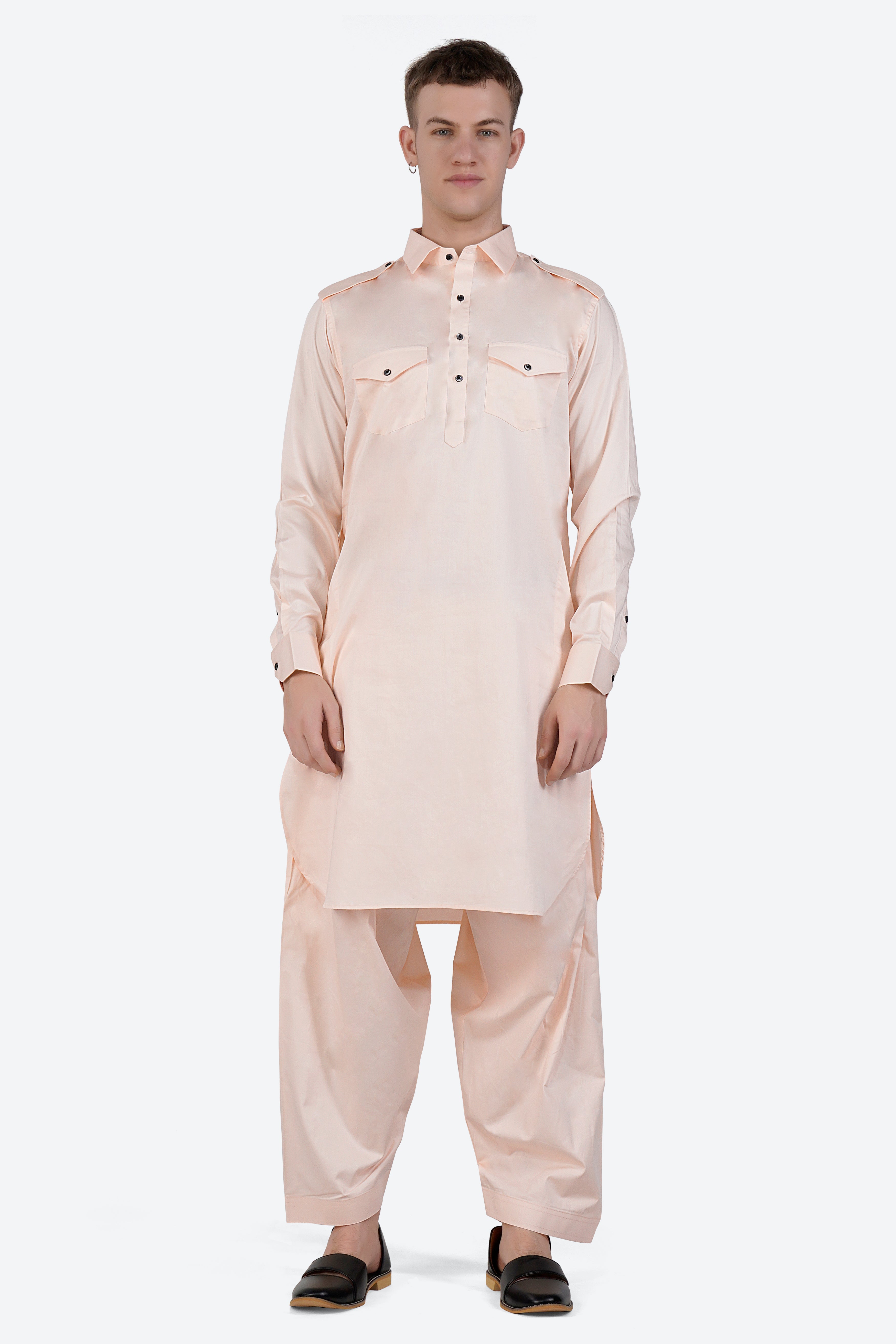 Gainsboro Beige Subtle Sheen Super Soft Premium Cotton Pathani Set