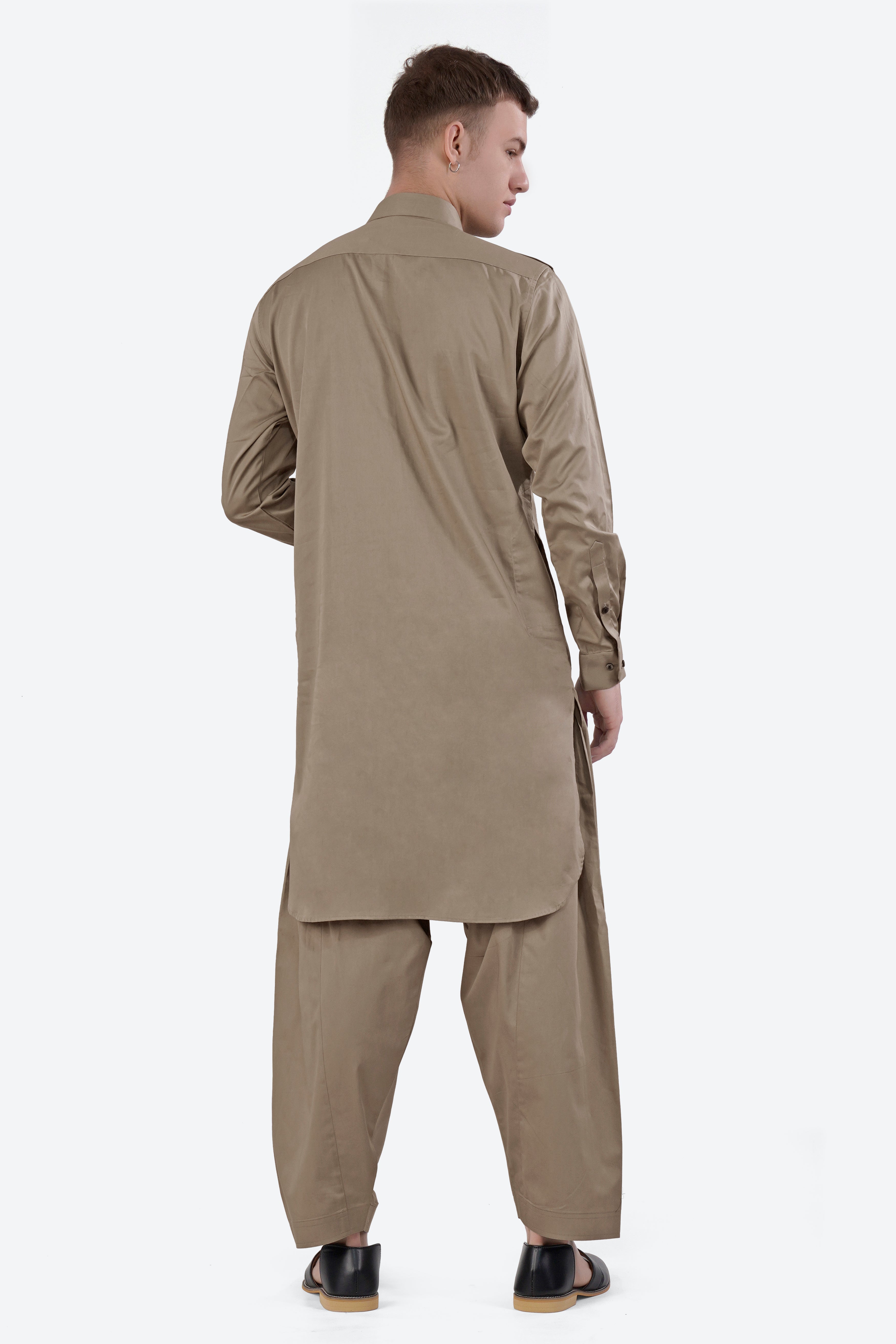 Arrowtown Brown Subtle Sheen Super Soft Premium Cotton Pathani Set