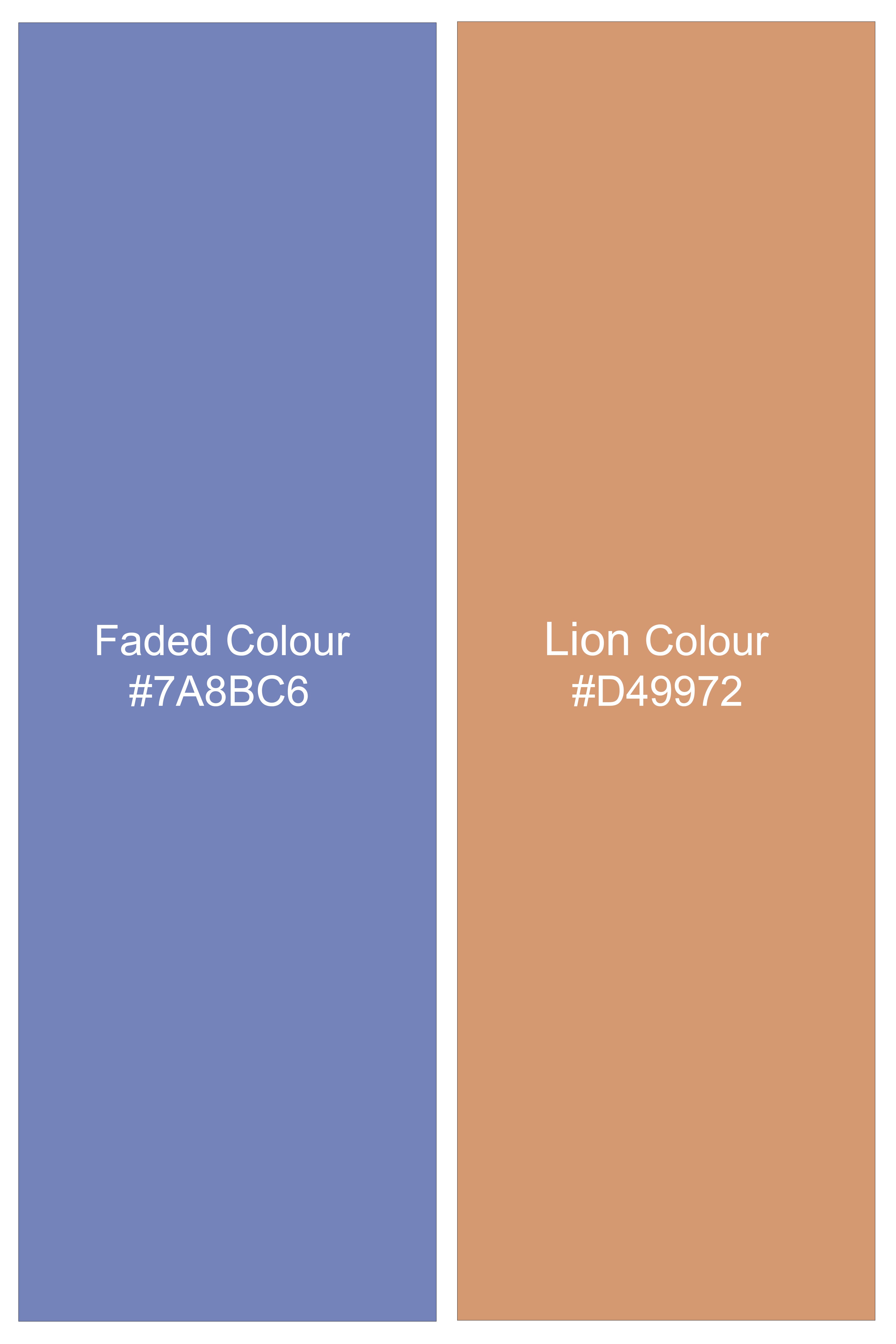 Roazure-Faded Blue And Lion Orange Textured Oxford Premium Cotton Casual Designer Shirt