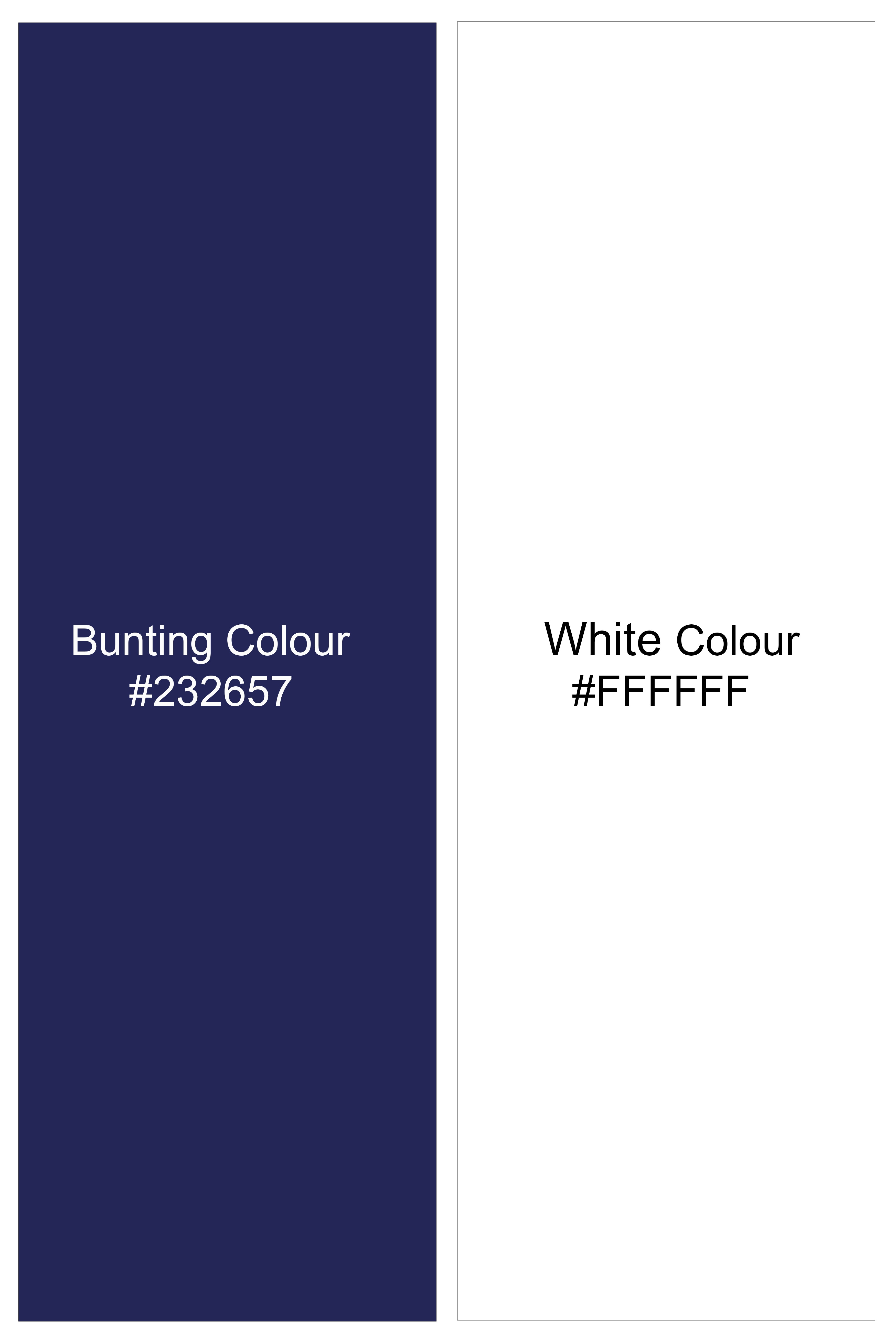 Bunting Blue with White Chess Board Printed Poplin Cotton Shirt