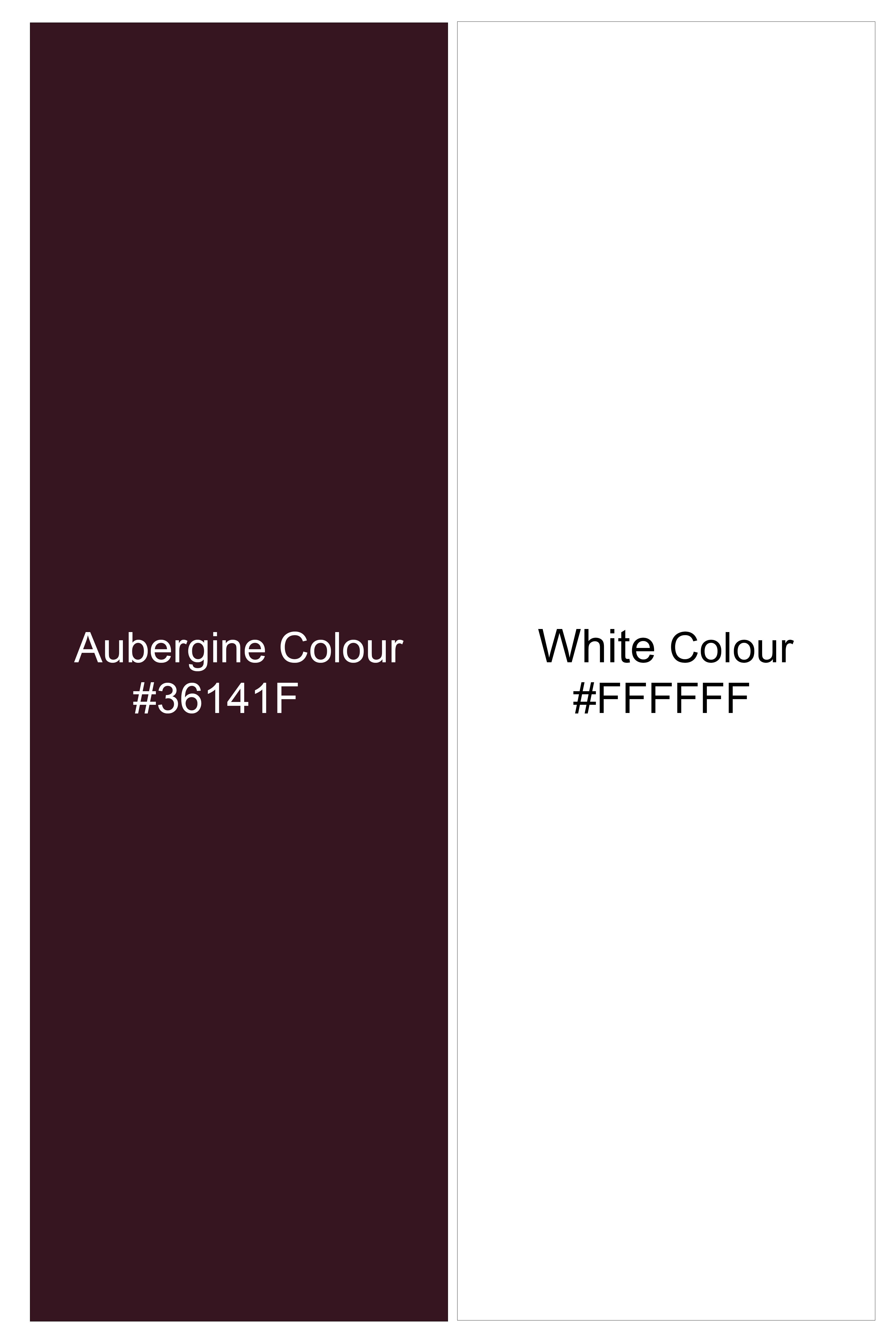 Claret-Aubergine Maroon And Bright White Pin Striped Subtle Sheen Super Soft Premium Cotton Dress Shirt