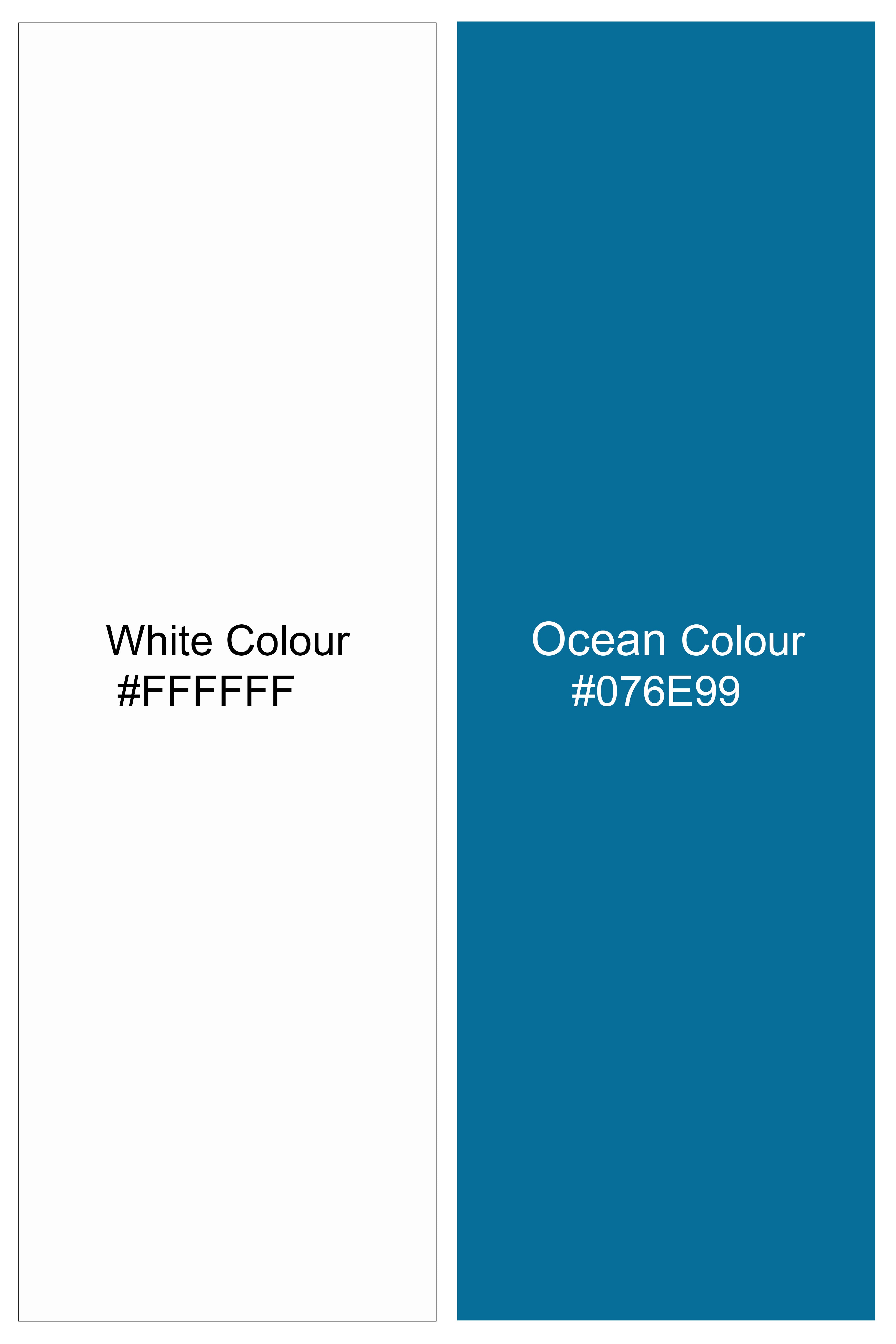 Bright White with Ocean Blue Plaid Luxurious Linen Lounge Pant