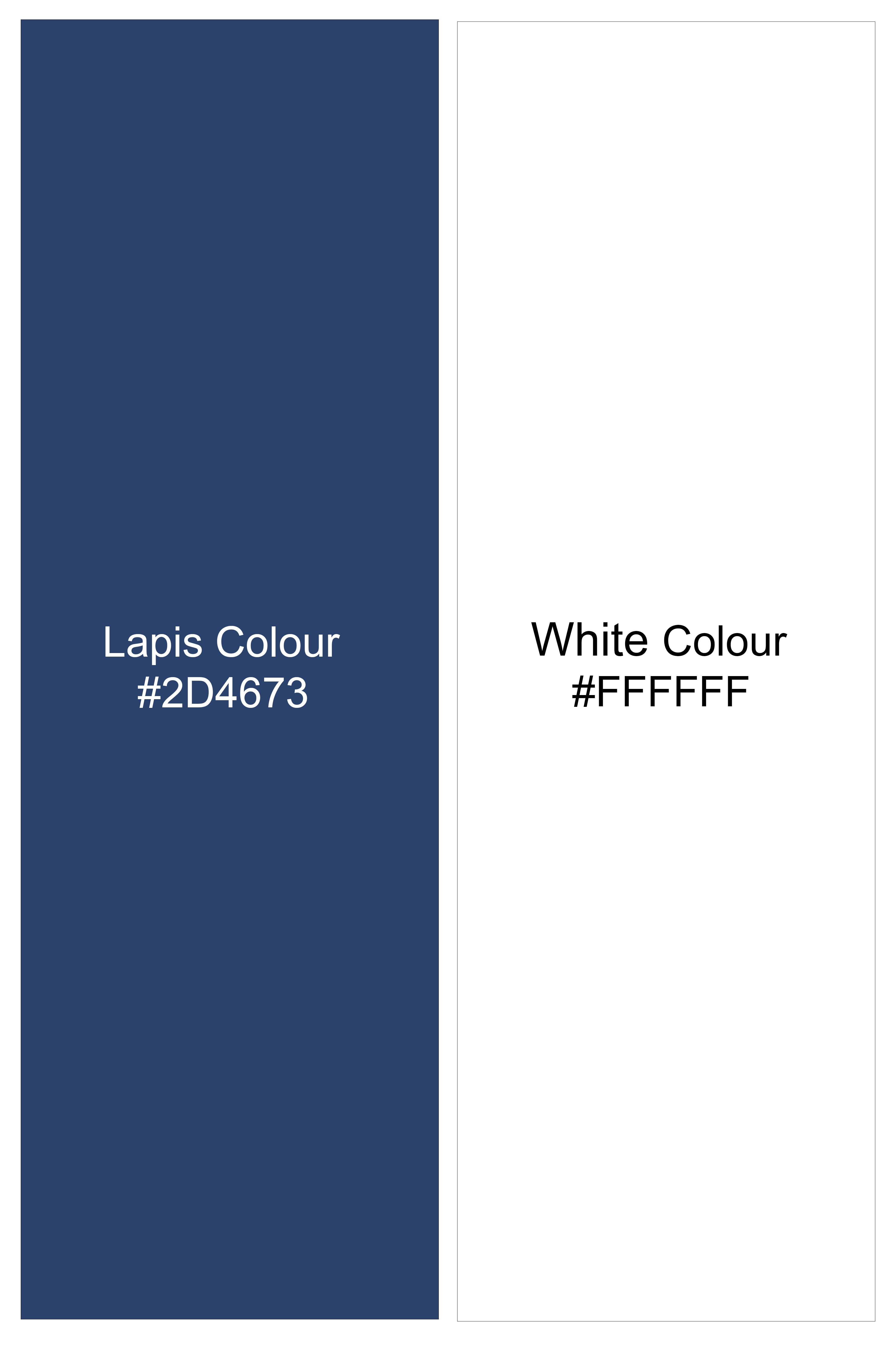 Sapphire-Lapis Blue And Bright White Candy Striped Subtle Sheen Super Soft Premium Cotton Dress Shirt