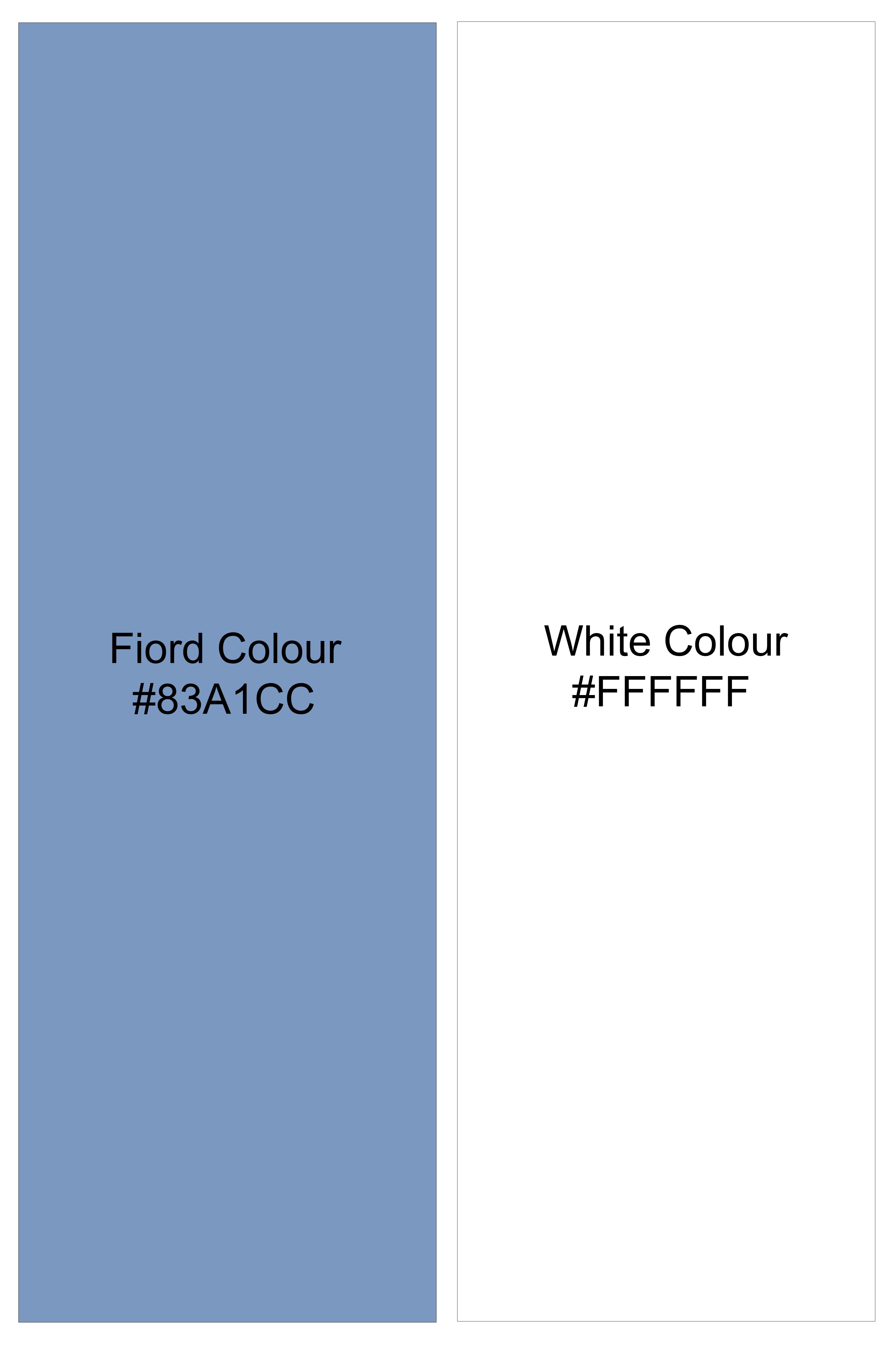 Bluvia-Fiord Blue And Bright White Subtle Sheen Super Soft Premium Cotton Casual Shirt