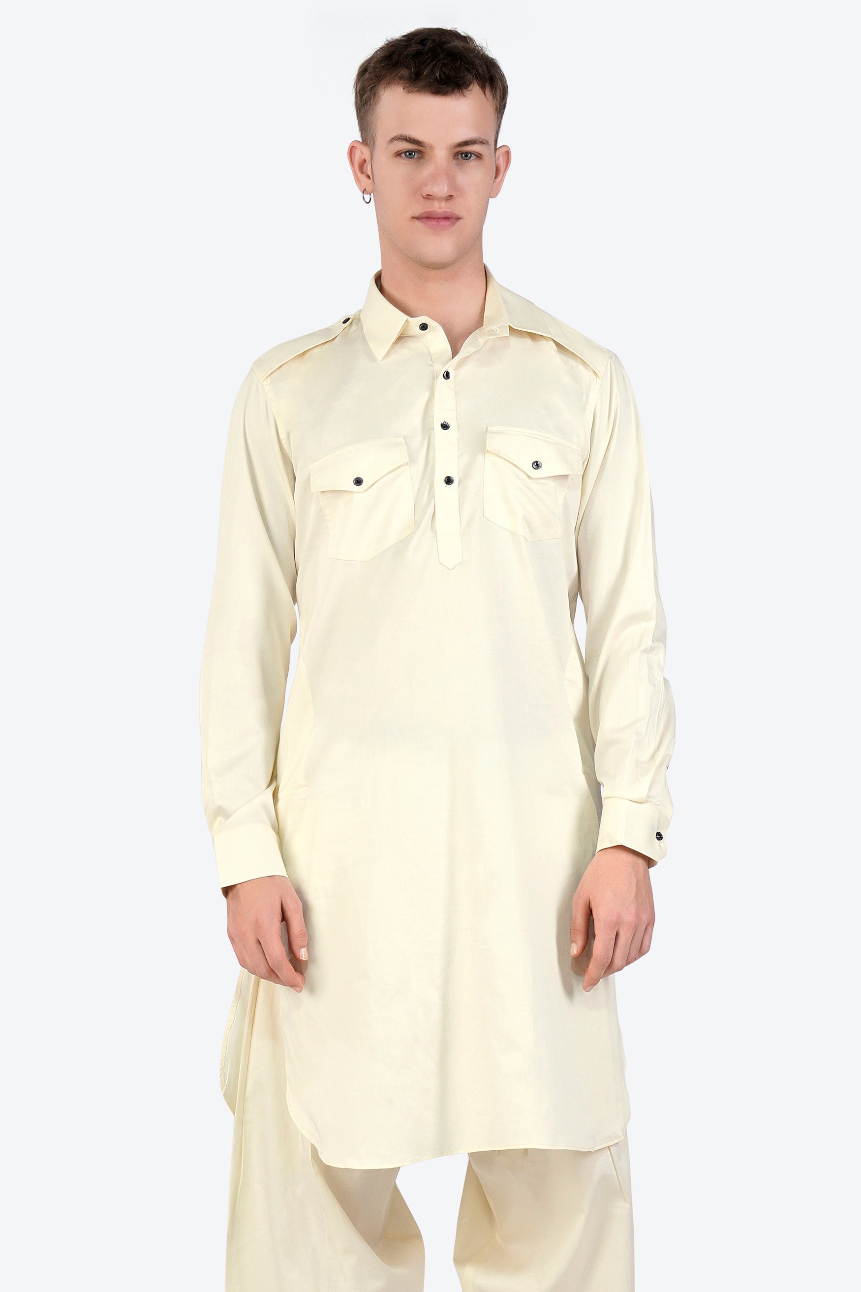 Merino Cream Subtle Sheen Super Soft Premium Cotton Pathani