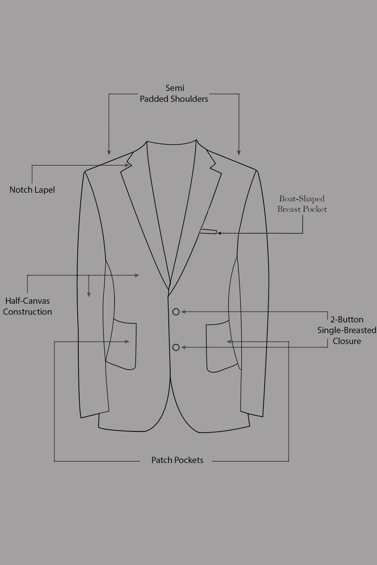 Dusk-Mulled Blue Classic Houndstooth Textured Tweed Single Breasted Sports Suit
