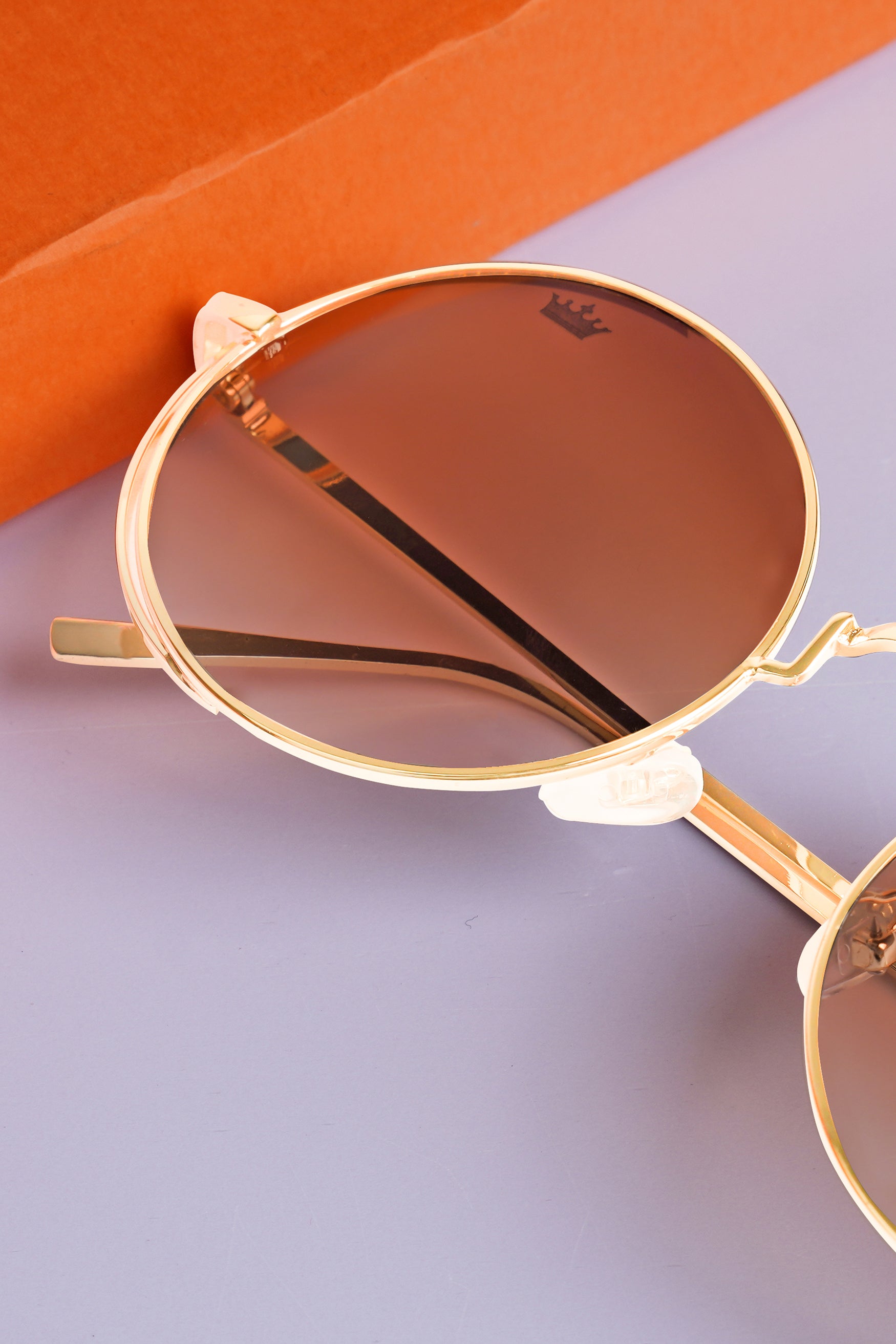 Penny Brown French Crown Round-Shaped Unisex Sunglasses
