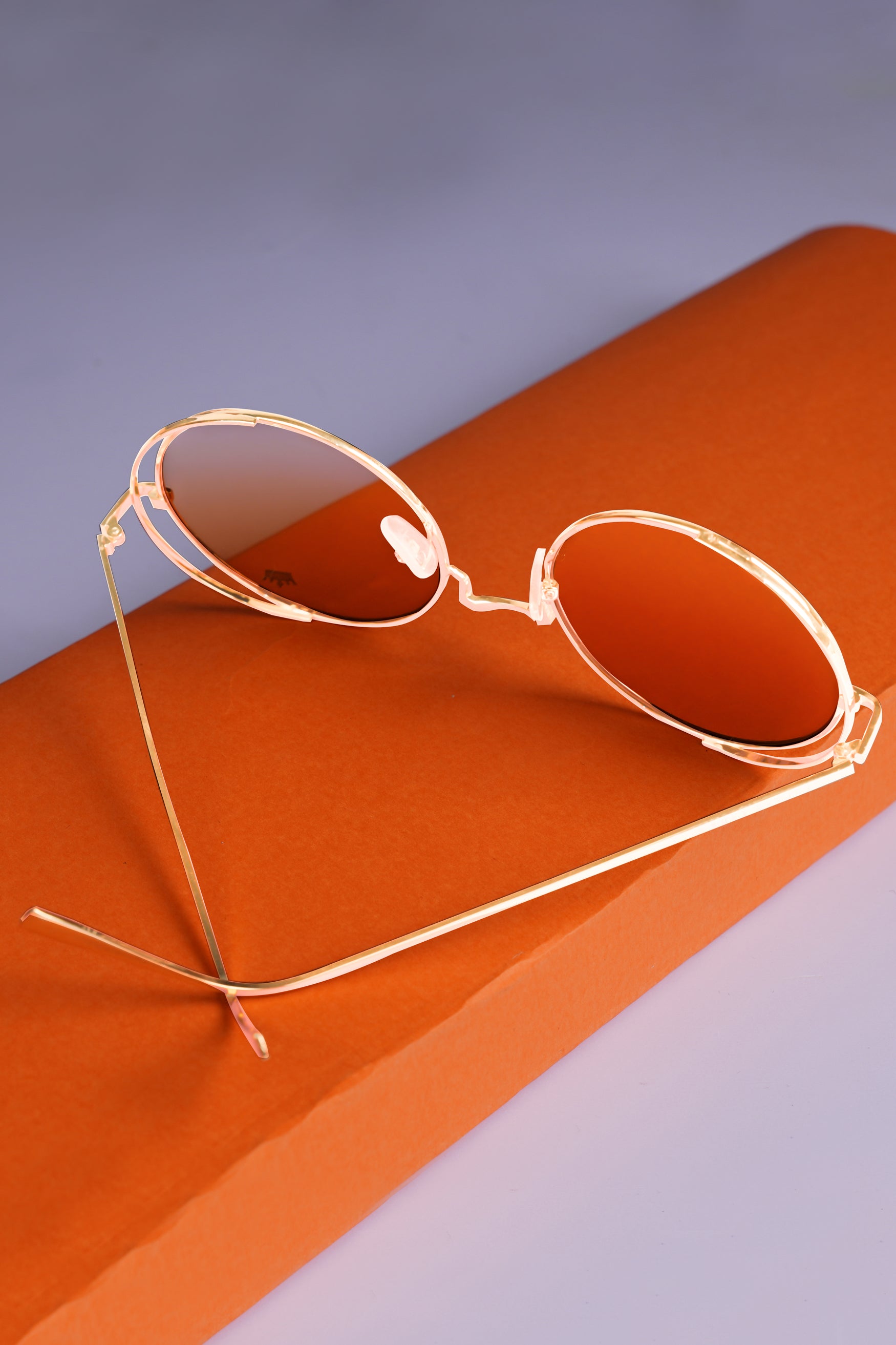 Penny Brown French Crown Round-Shaped Unisex Sunglasses