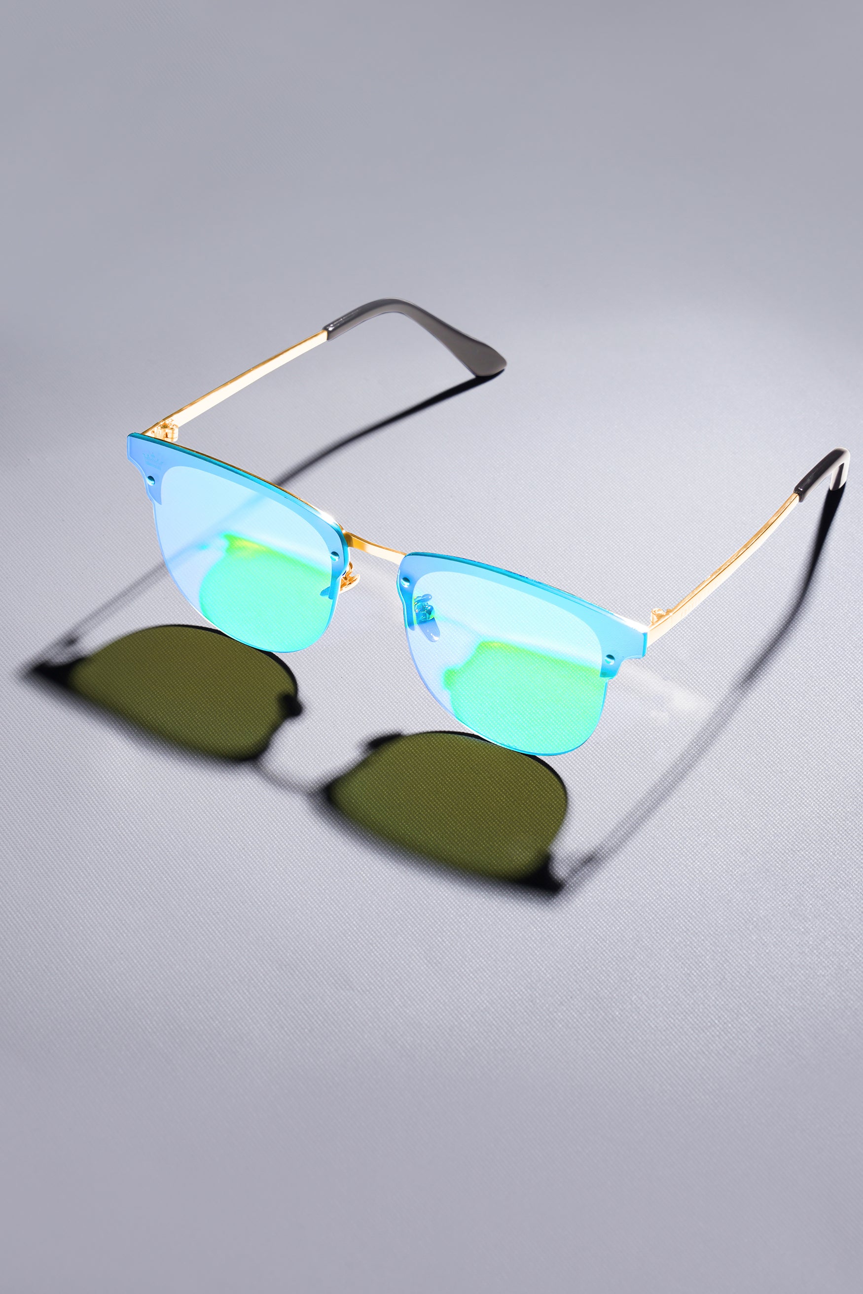 Teal Blue French Crown Wayfarer Unisex Sunglasses