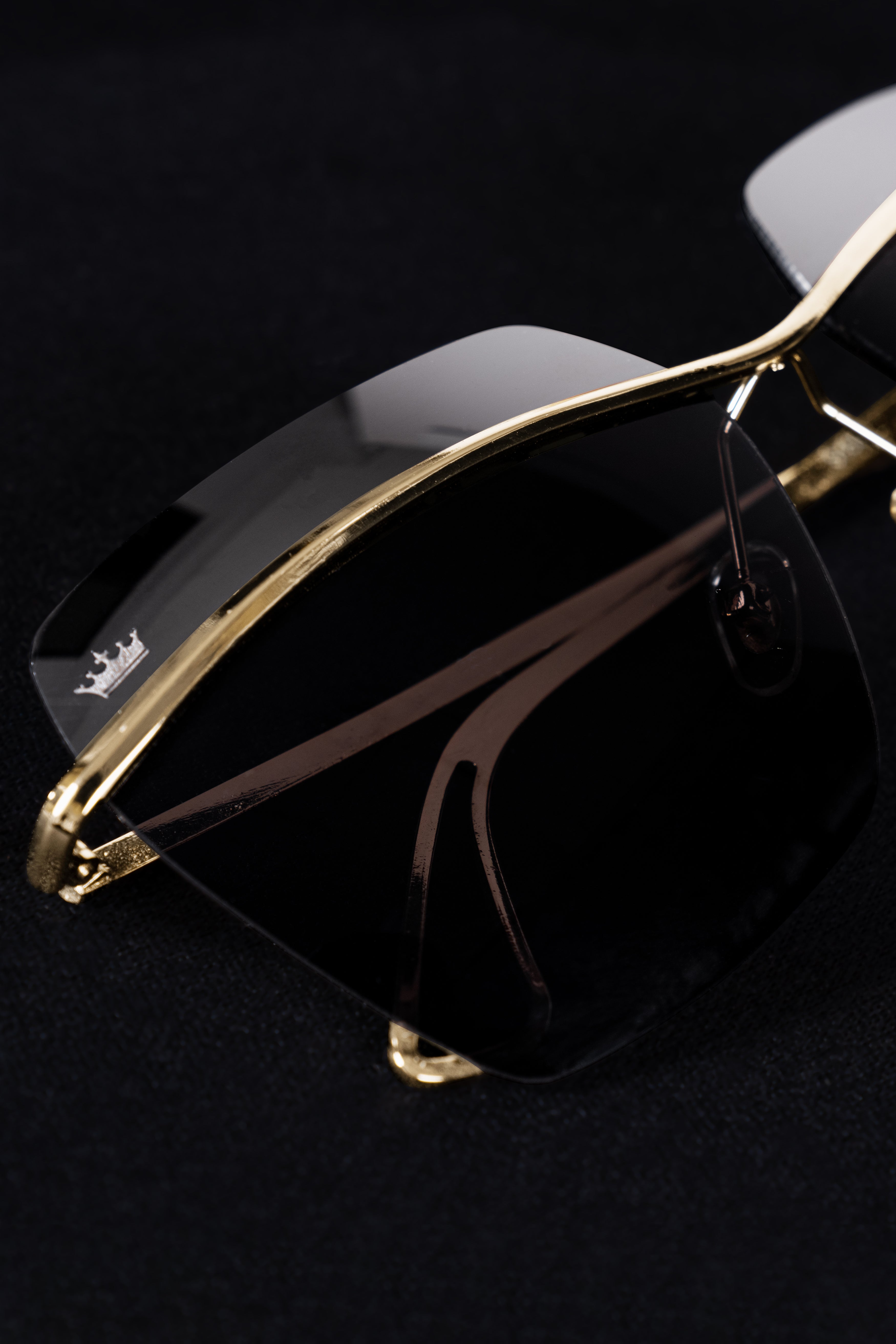 Spider Black French Crown Rimless Unisex Sunglasses