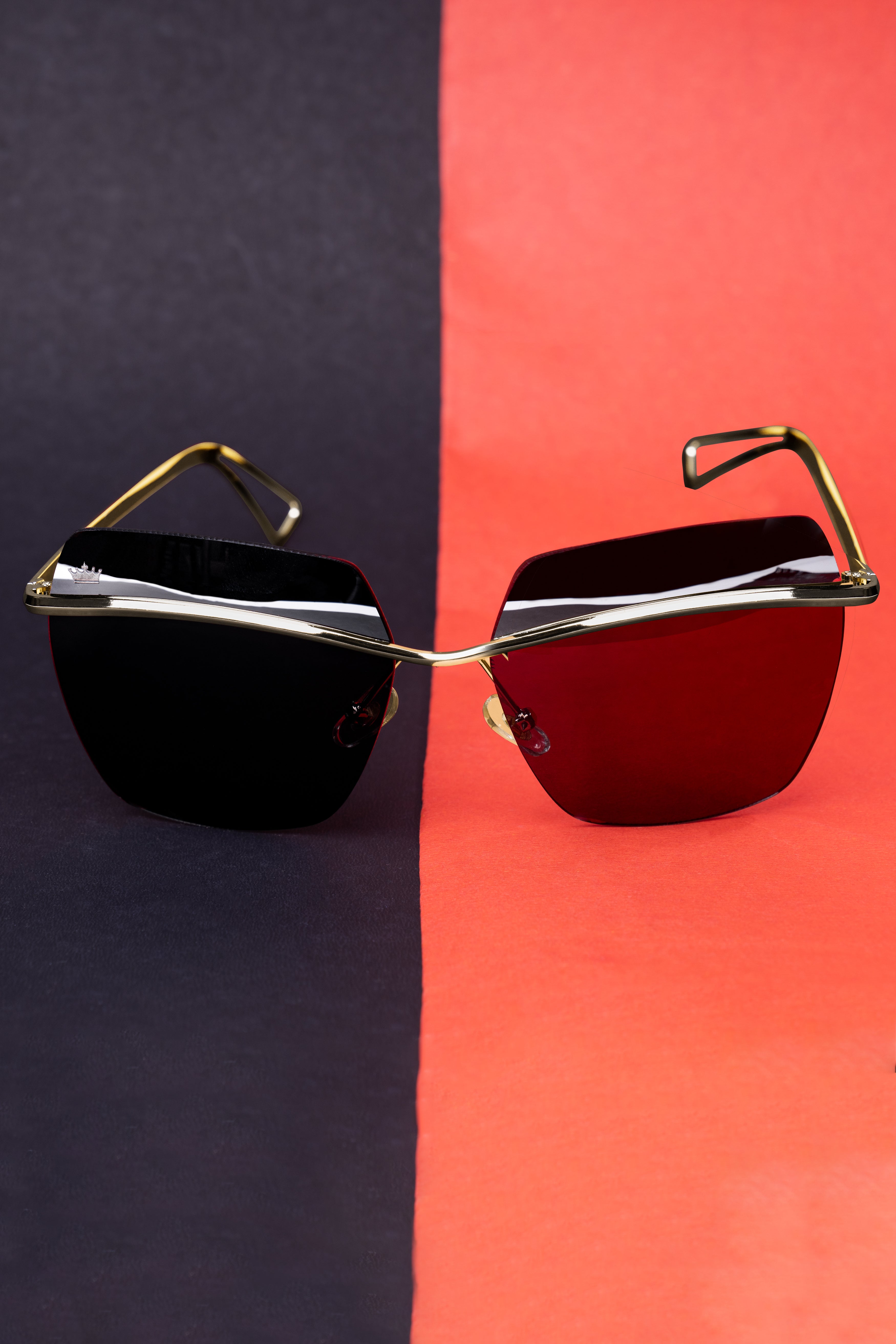 Spider Black French Crown Rimless Unisex Sunglasses