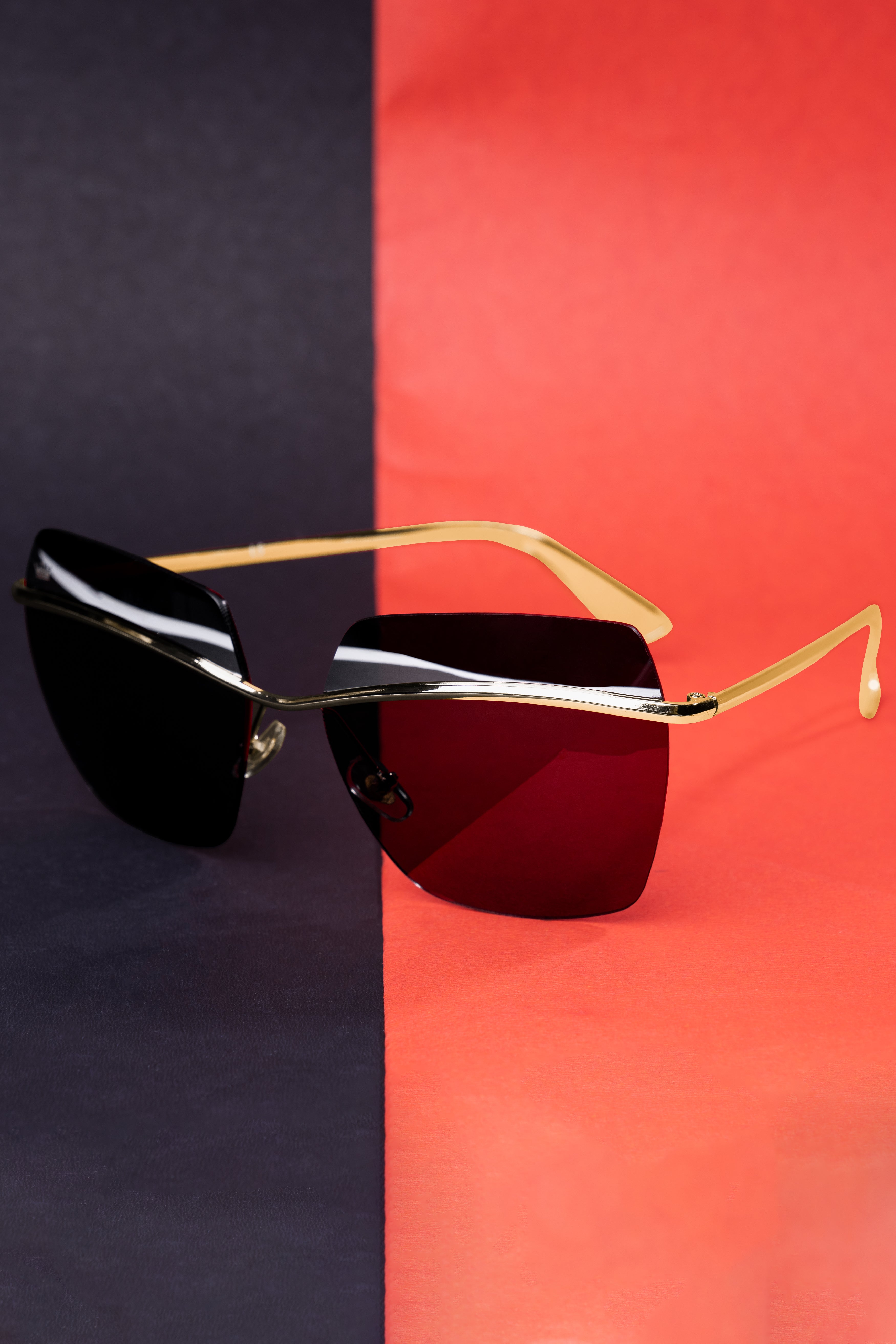 Spider Black French Crown Rimless Unisex Sunglasses