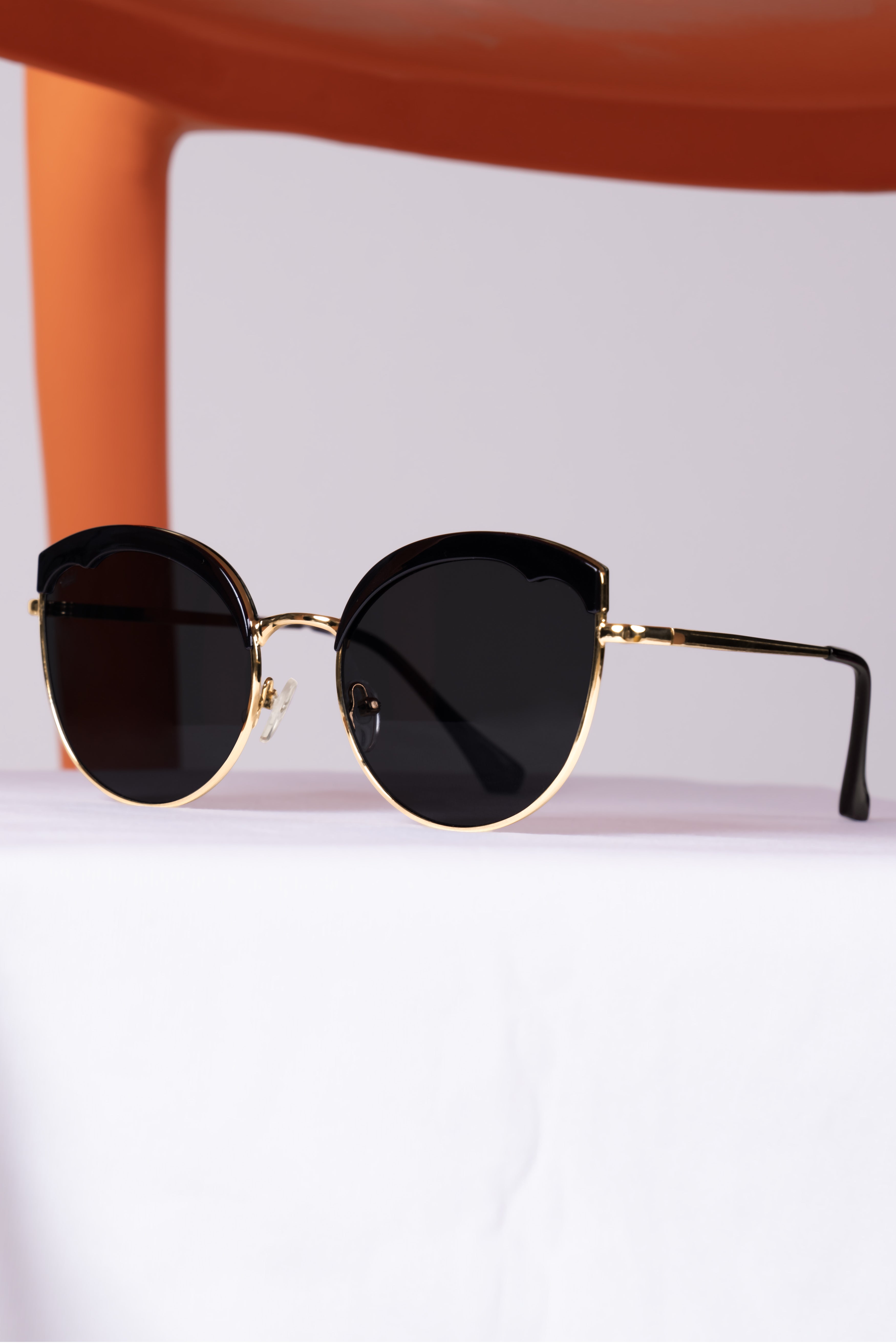 Midnight Black French Crown Cat Eye Unisex Sunglasses