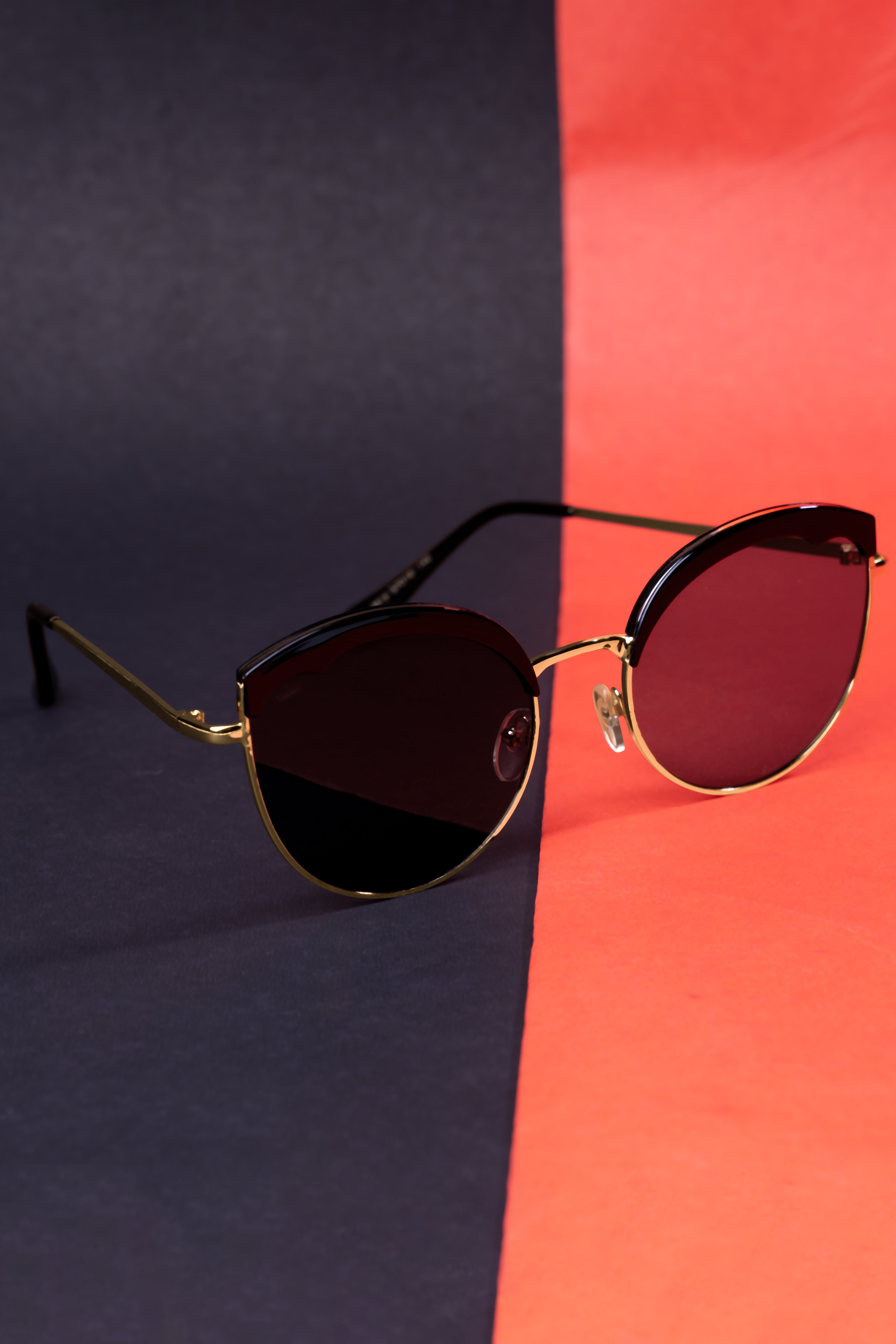 Midnight Black French Crown Cat Eye Unisex Sunglasses