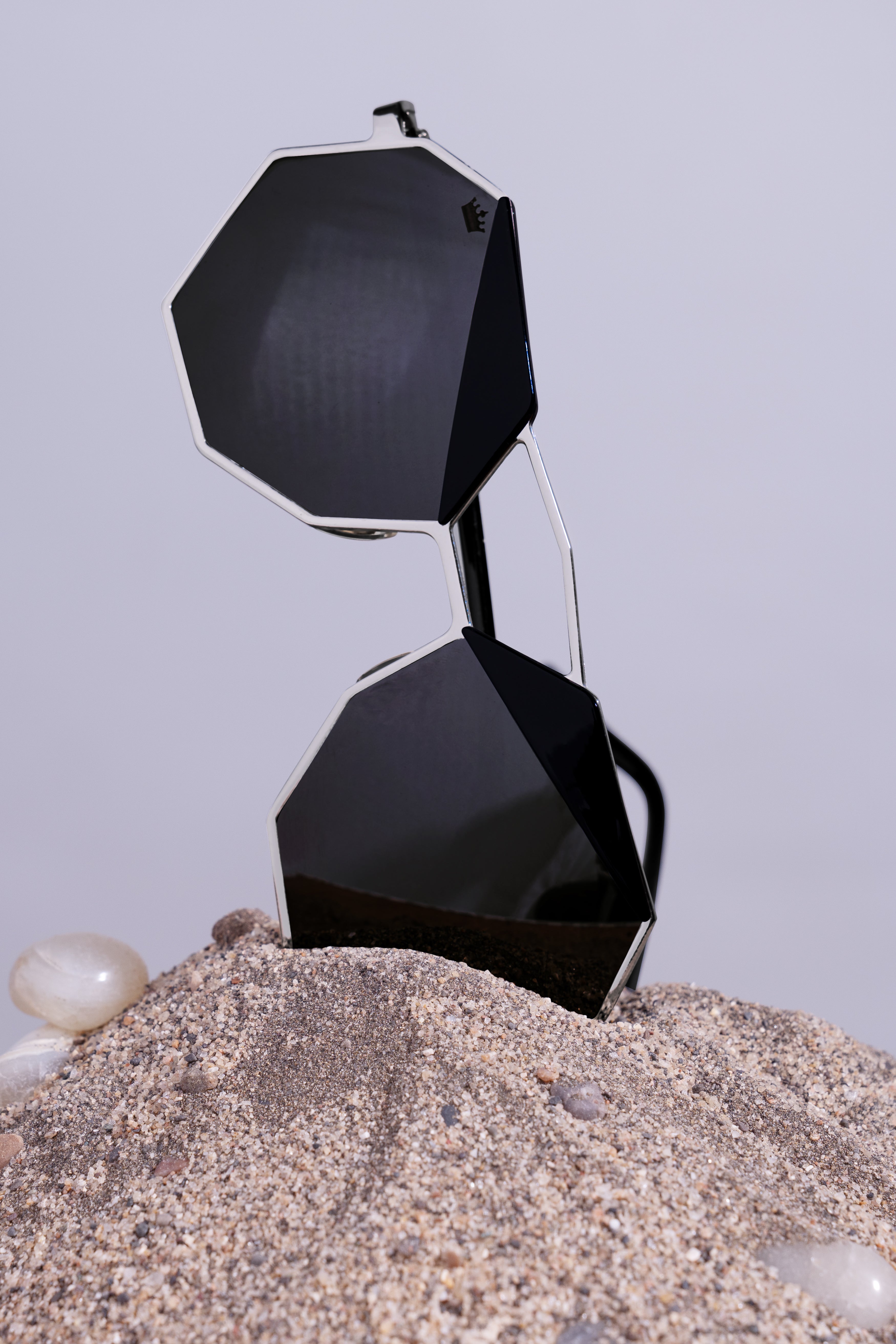 Pewter Gray French Crown Oversized Unisex Sunglasses