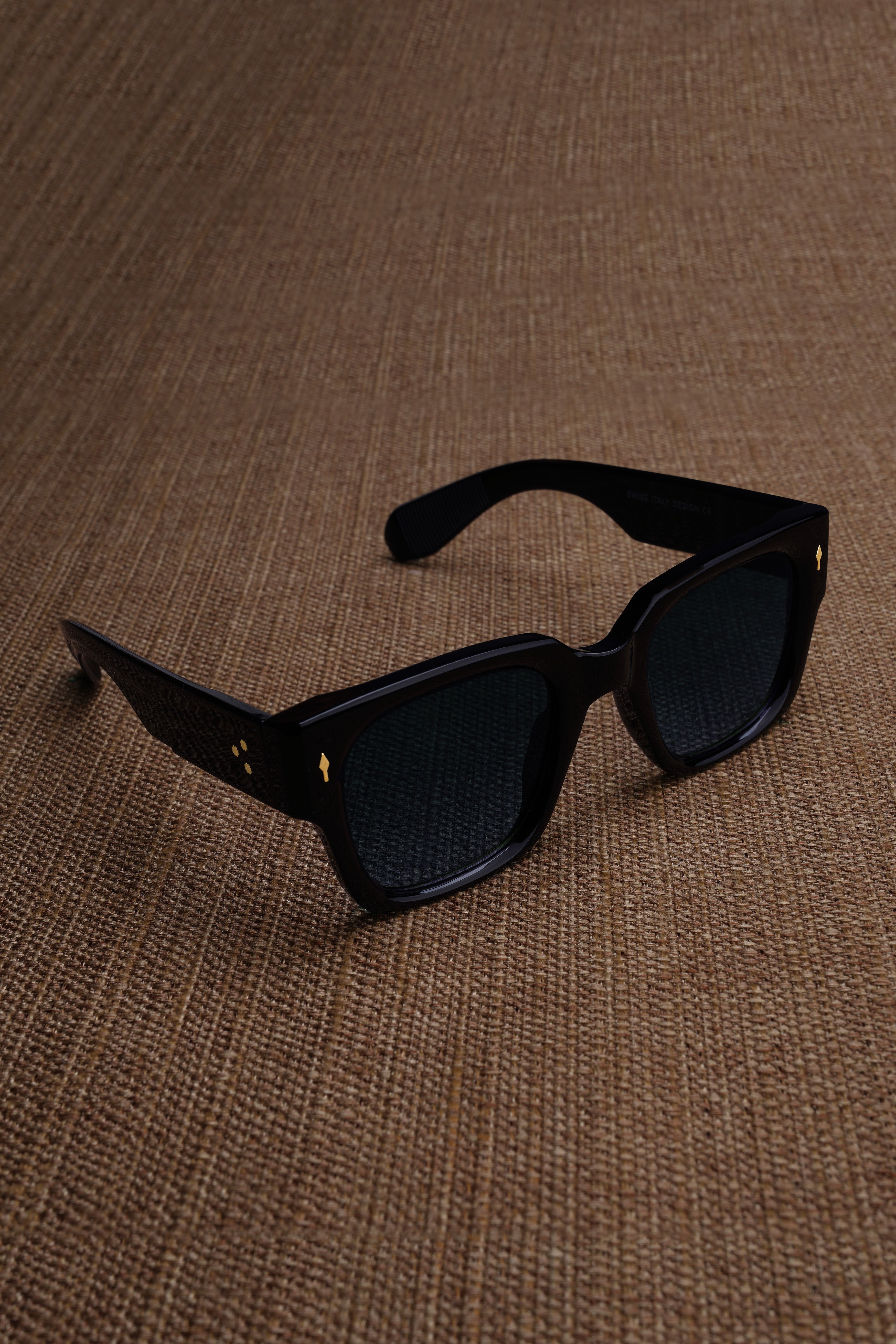 Nerivon-Obsidian Noir Black French Crown Oversized Unisex Sunglasses