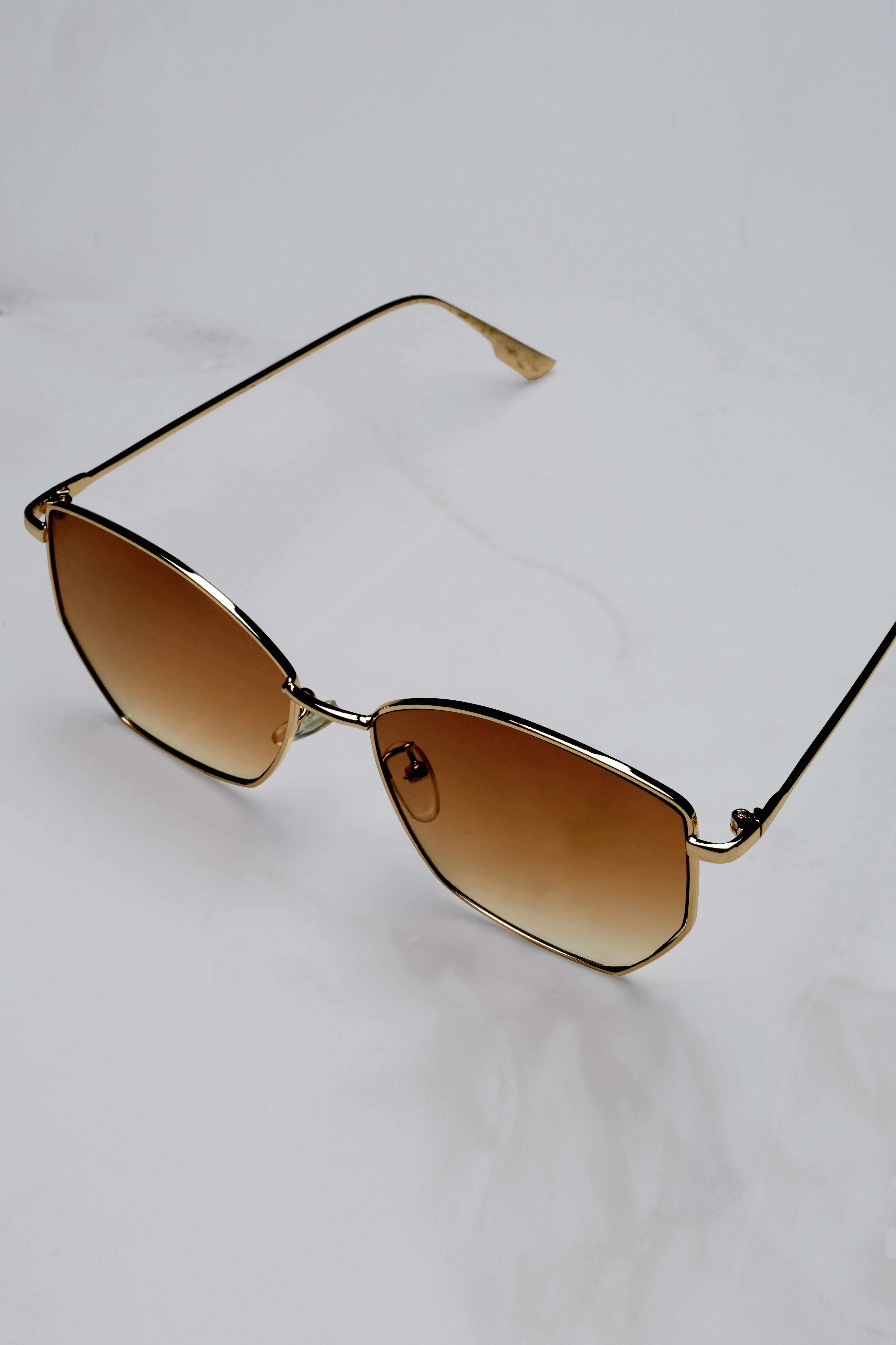 Ambroir-Golden Amber Fade Brown French Crown Geometric Unisex Sunglasses