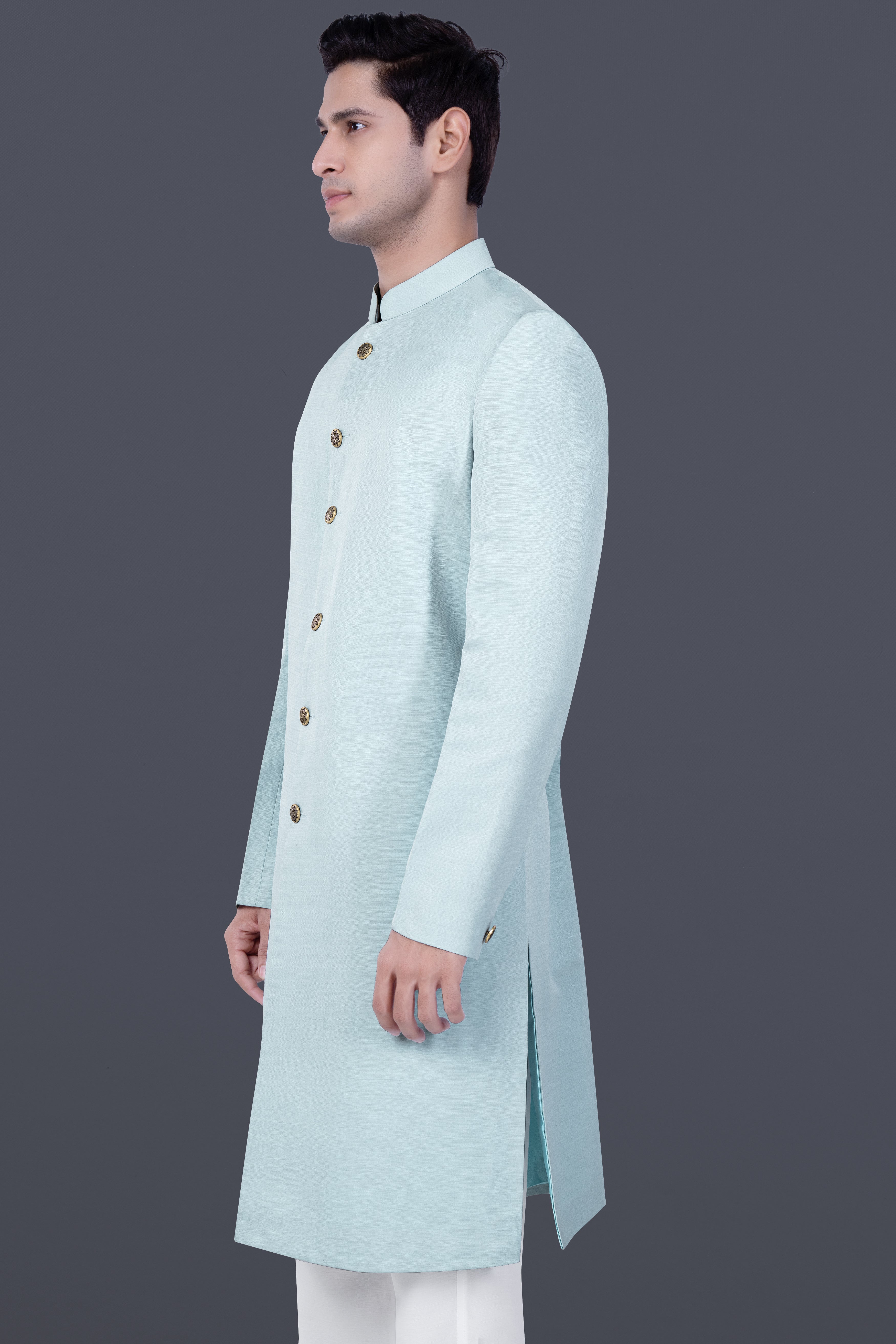 Casper Blue Solid Indo-Western Set