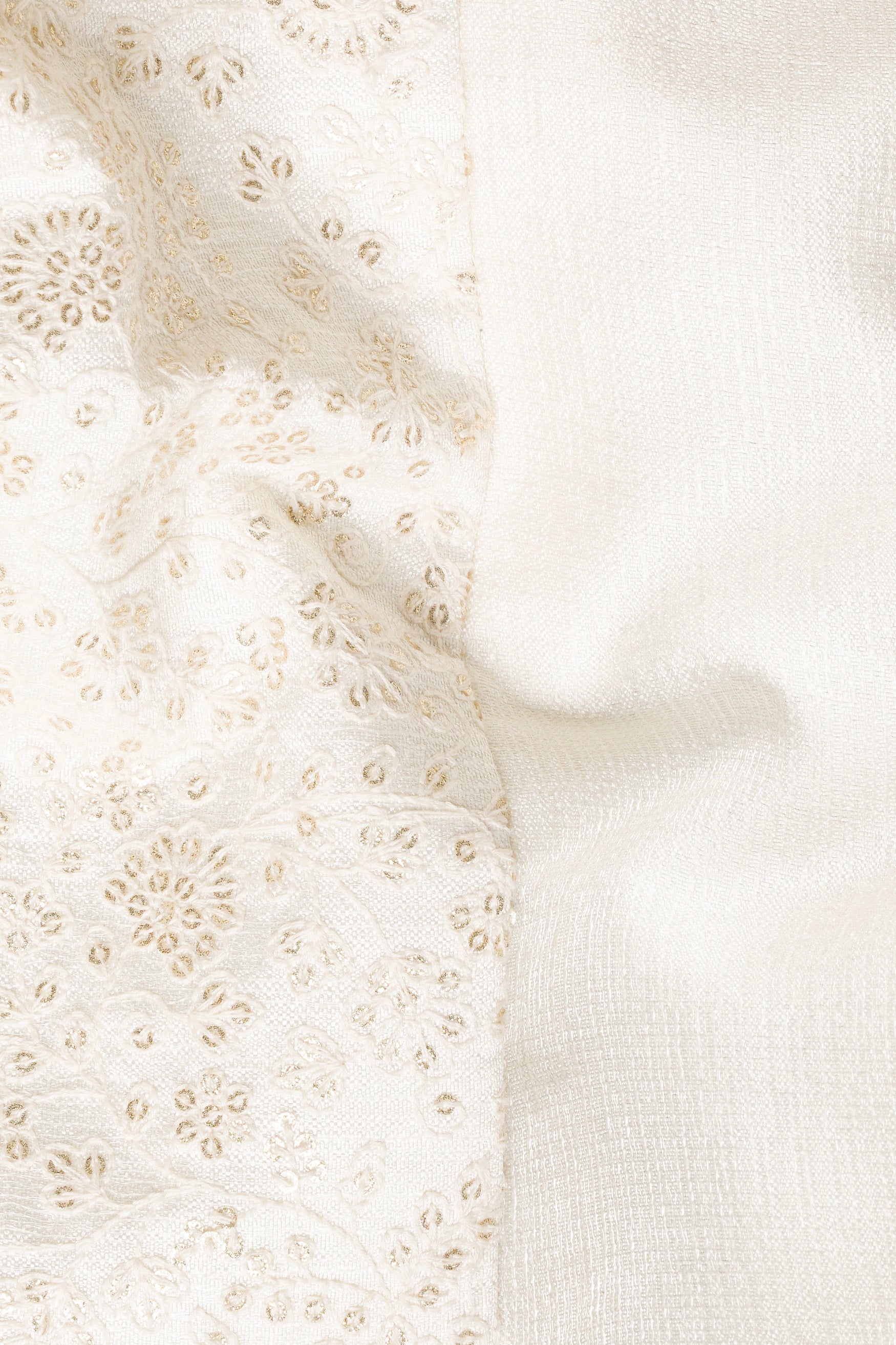 Parchment Cream Thread and Sequin Embroidered Indo-Western Sherwani Set