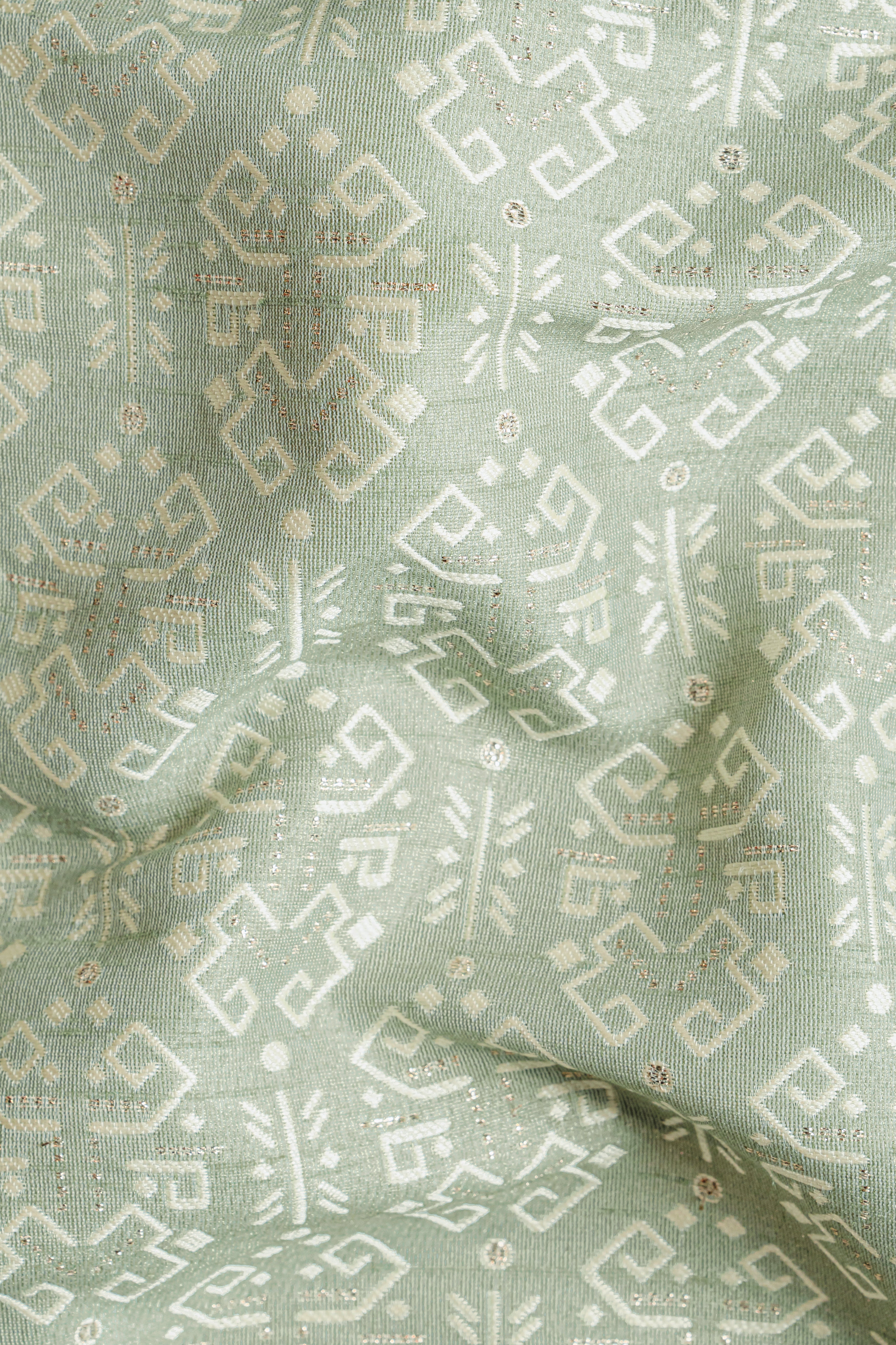 Norway Green Jacquard Weave Indo-Western
