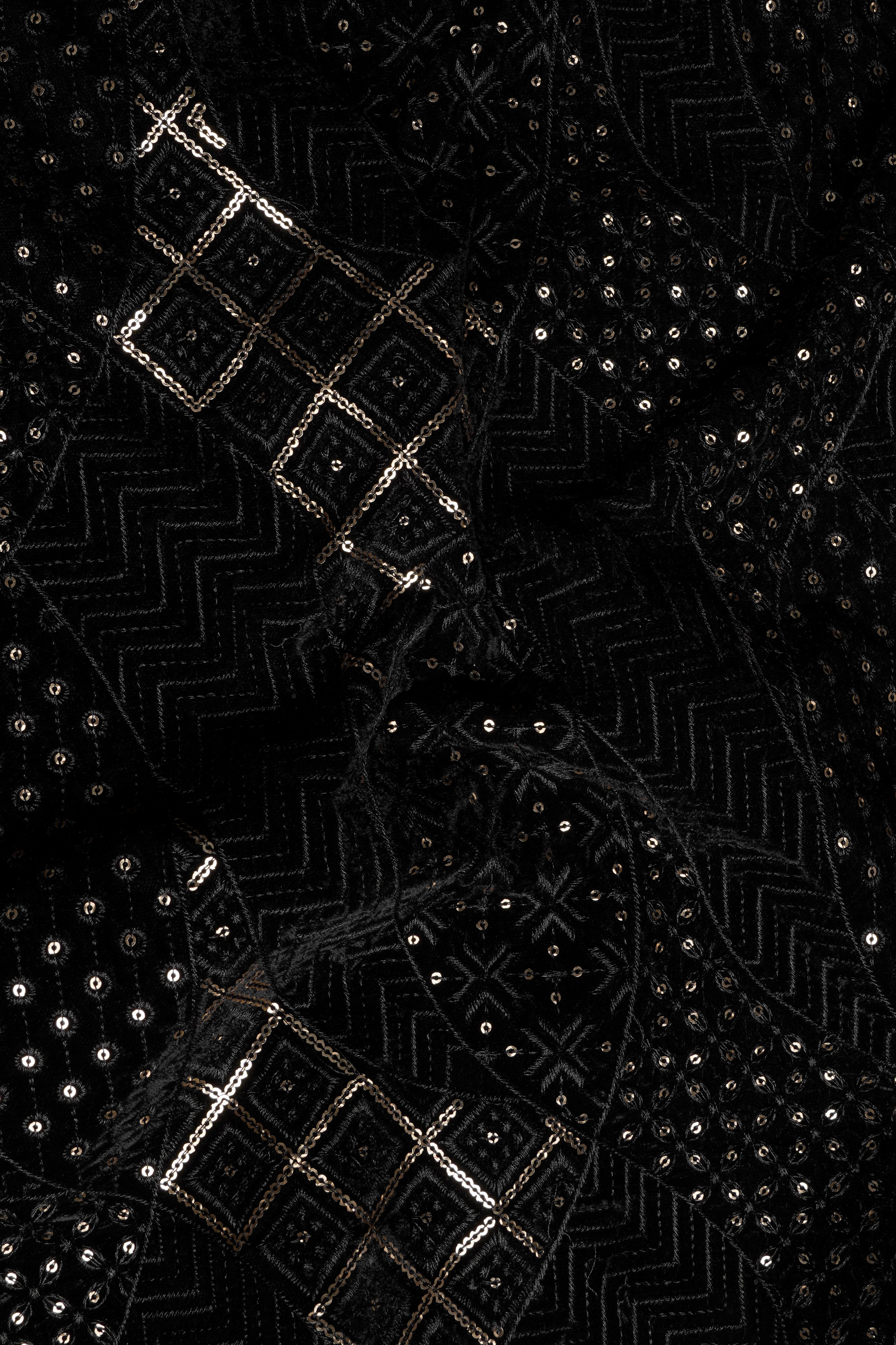 Jade Black Thread and Sequin Embroidered Indo-Western