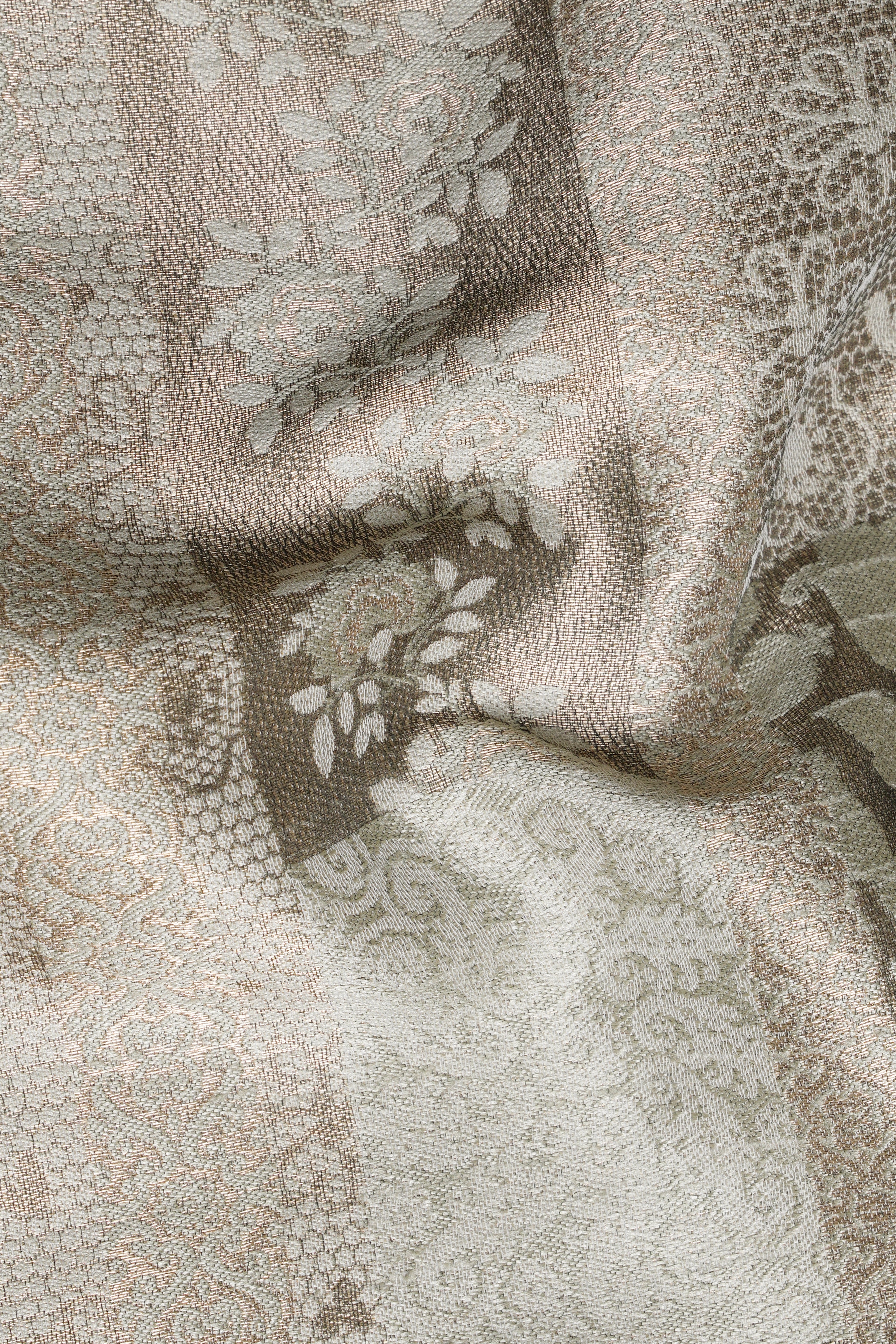 Nomad Brown and Armadillo Gray Jacquard Floral Weave Indo-Western Sherwani