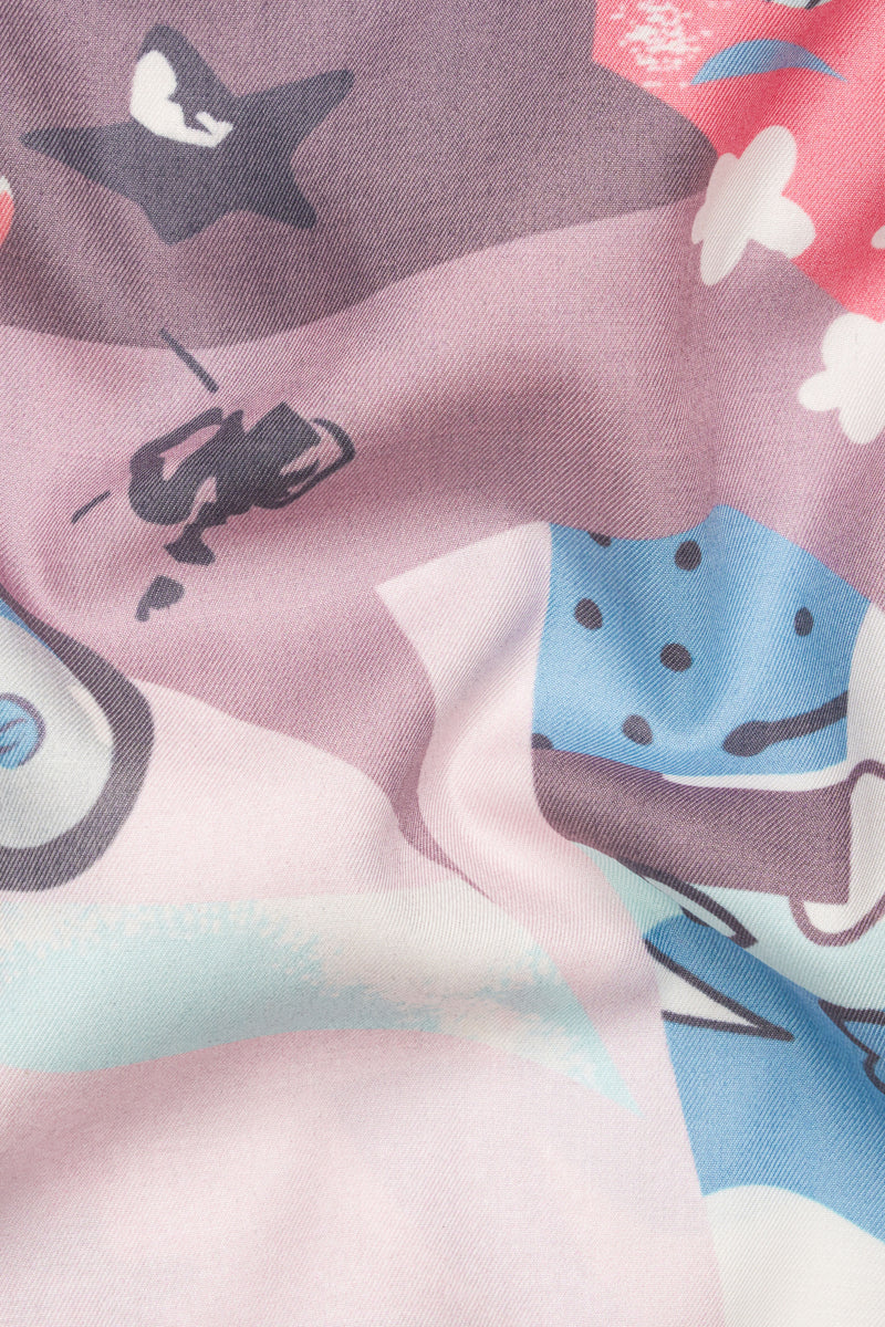 Flare Peach and Jordy Blue Abstract Printed Super Soft Premium Cotton Shorts