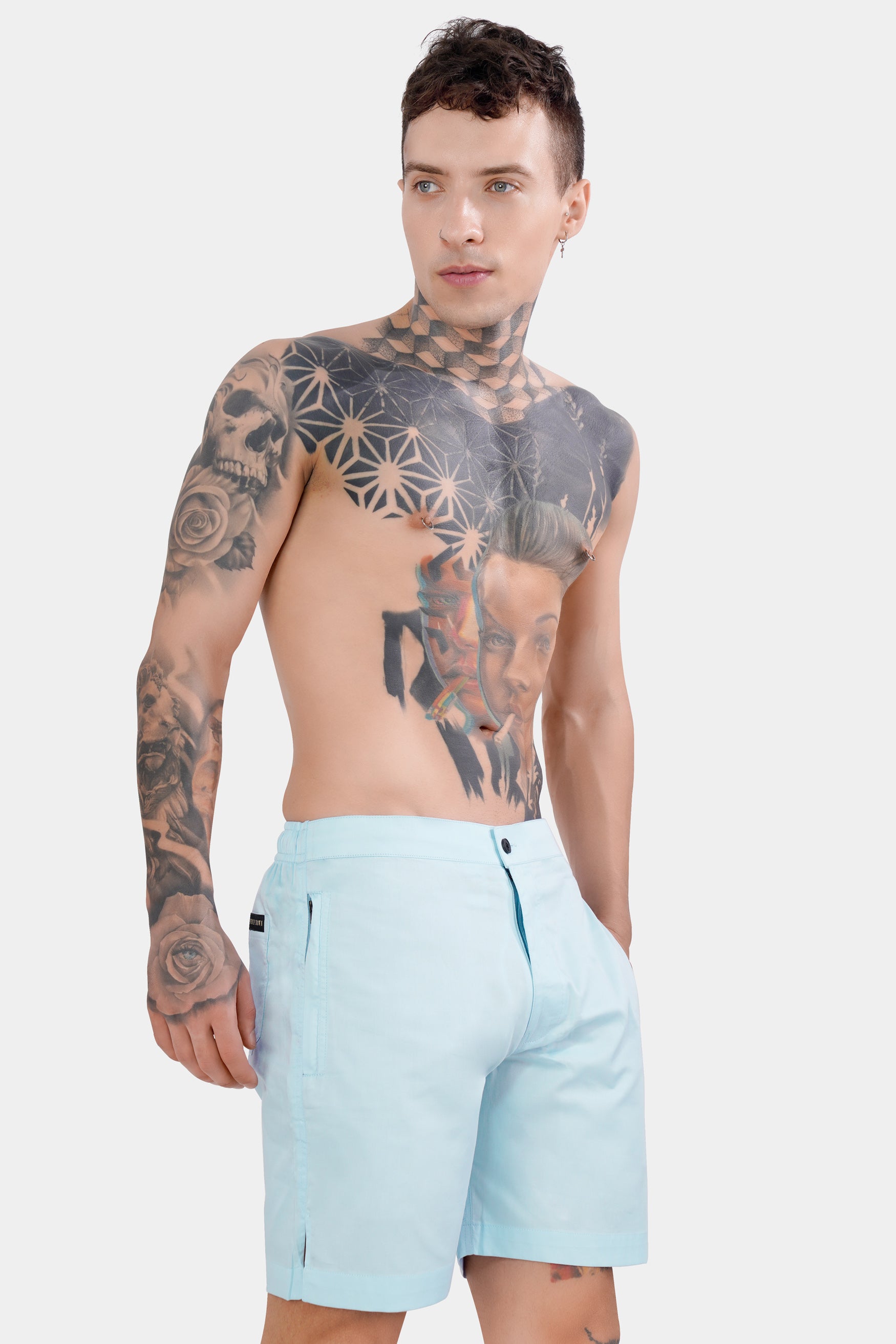 Mercury Blue Subtle Sheen Super Soft Premium Cotton Shorts SR308-28, SR308-30, SR308-32, SR308-34, SR308-36, SR308-38, SR308-40, SR308-42, SR308-44