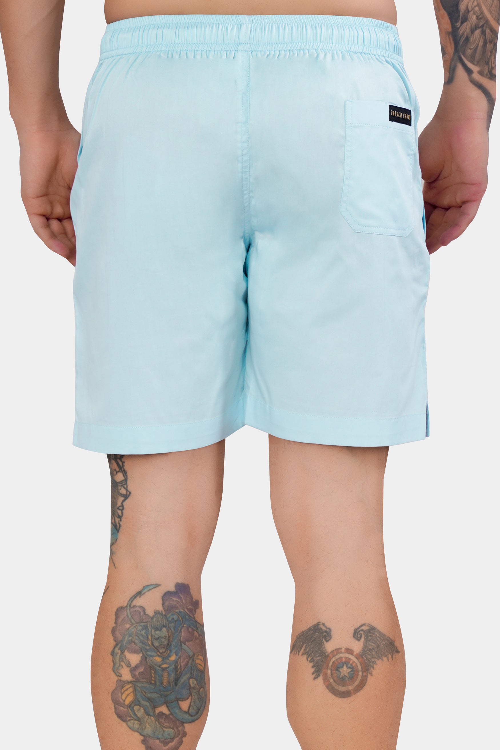 Mercury Blue Subtle Sheen Super Soft Premium Cotton Shorts SR308-28, SR308-30, SR308-32, SR308-34, SR308-36, SR308-38, SR308-40, SR308-42, SR308-44