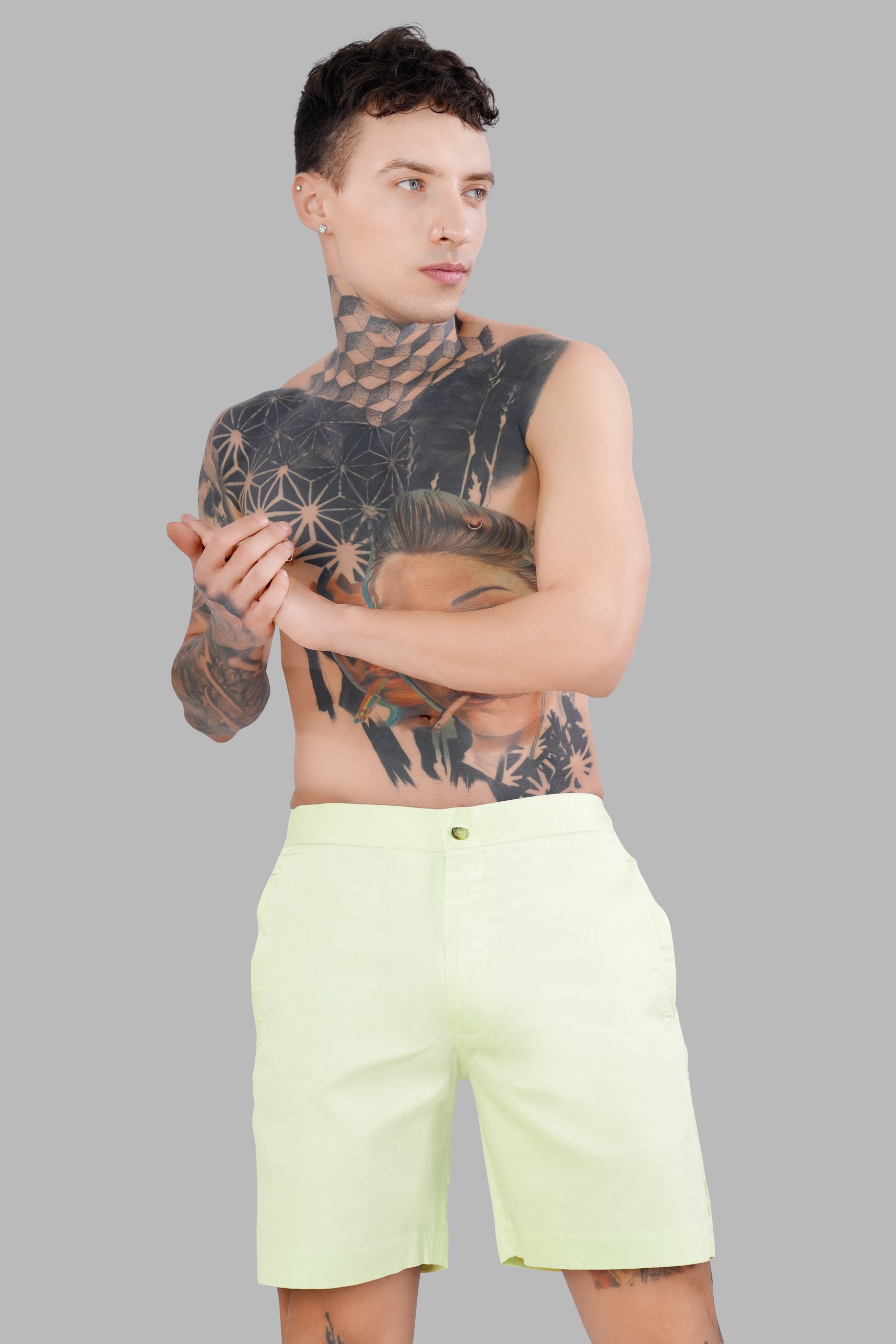 Albescent Green Subtle Sheen Super Soft Premium Cotton Shorts SR314-28, SR314-30, SR314-32, SR314-34, SR314-36, SR314-38, SR314-40, SR314-42, SR314-44