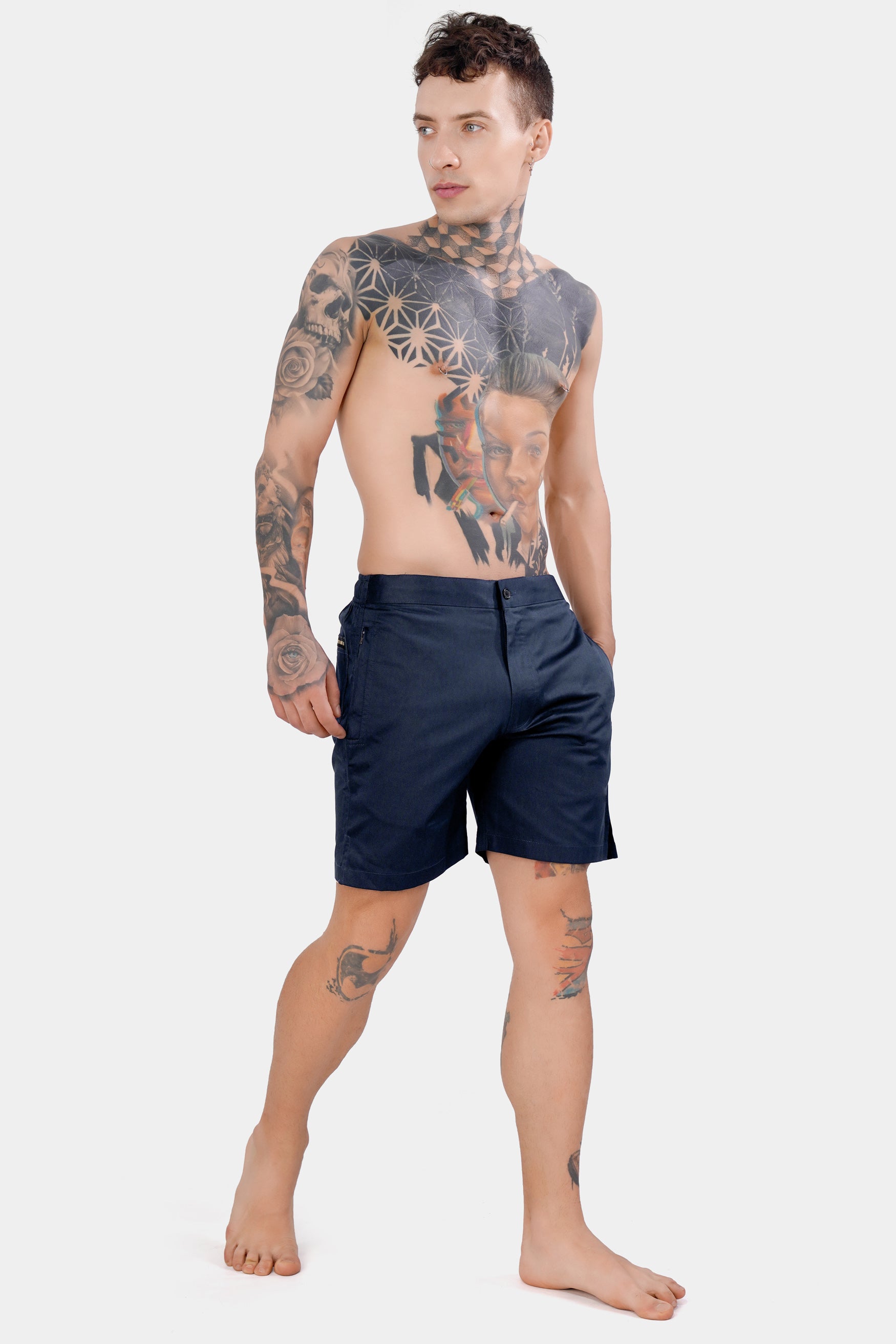 Prussian Blue Subtle Sheen Super Soft Premium Cotton Shorts SR315-28, SR315-30, SR315-32, SR315-34, SR315-36, SR315-38, SR315-40, SR315-42, SR315-44