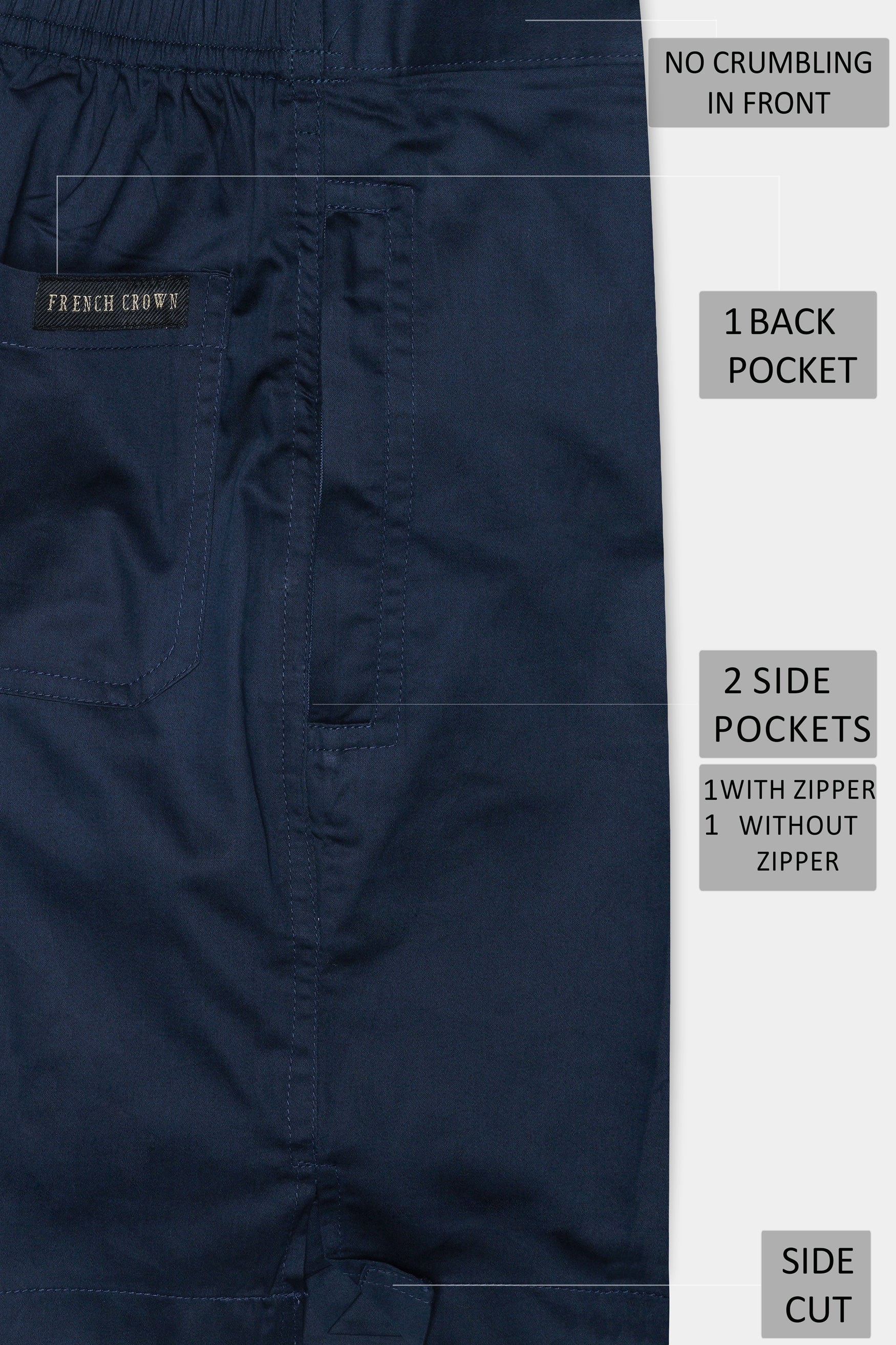 Prussian Blue Subtle Sheen Super Soft Premium Cotton Shorts SR315-28, SR315-30, SR315-32, SR315-34, SR315-36, SR315-38, SR315-40, SR315-42, SR315-44