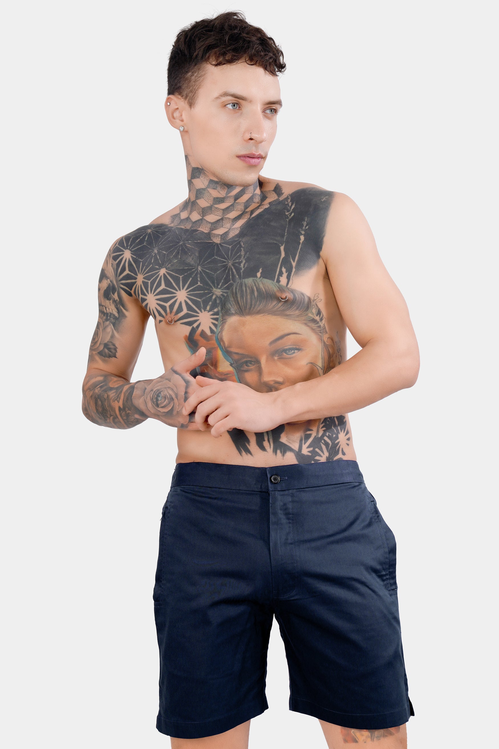 Prussian Blue Subtle Sheen Super Soft Premium Cotton Shorts SR315-28, SR315-30, SR315-32, SR315-34, SR315-36, SR315-38, SR315-40, SR315-42, SR315-44